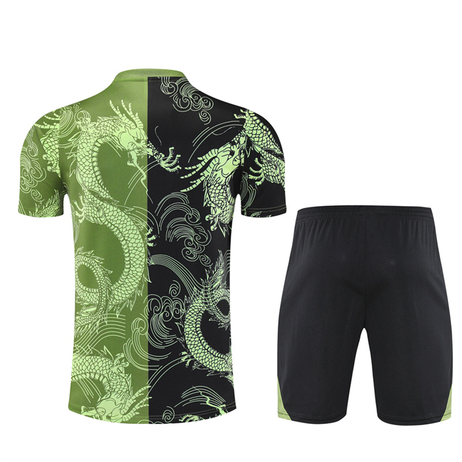 AlphaJersey-Real Madrid 25-26 Short-Sleeve Training Set - Green Black Top & Black Shorts