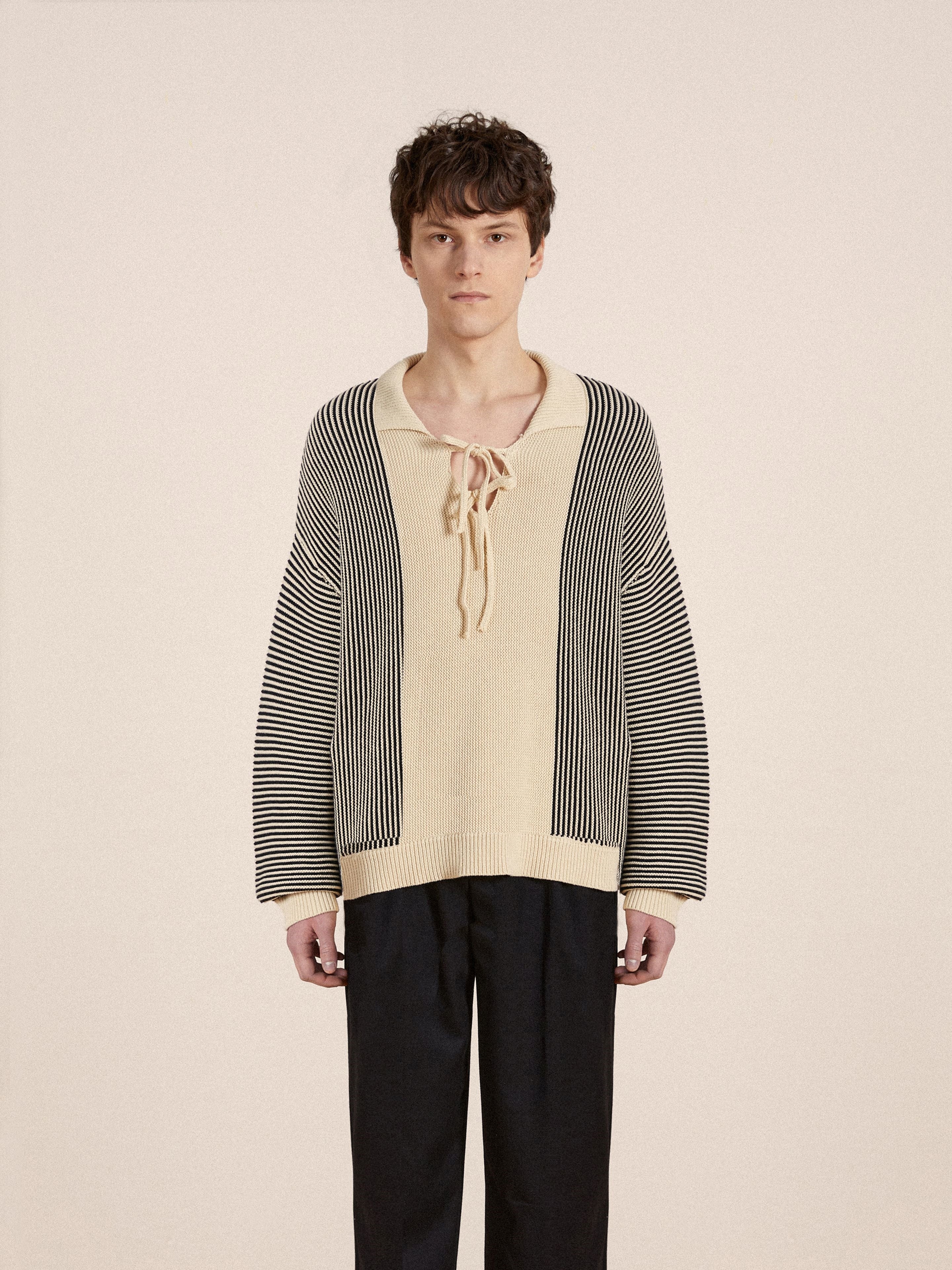 Tabas Tie Knit Collared Sweater | Modern Menswear by yycbvcnbmmnbm