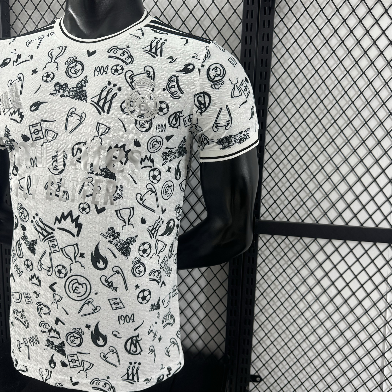 AlphaJersey-Real Madrid 25-26 White Special Jersey with Black Emoji Icons - Player Version