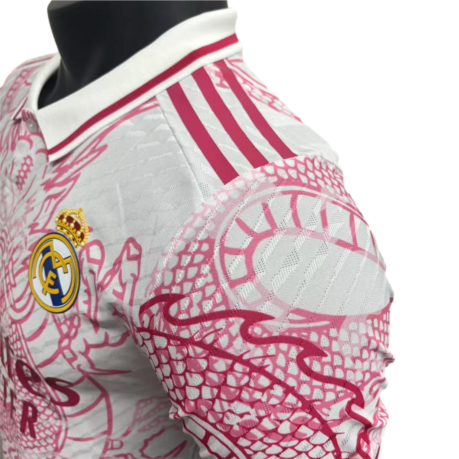 AlphaJersey-Real Madrid 25-26 Pink and White Dragon Pattern Jersey - Player Version