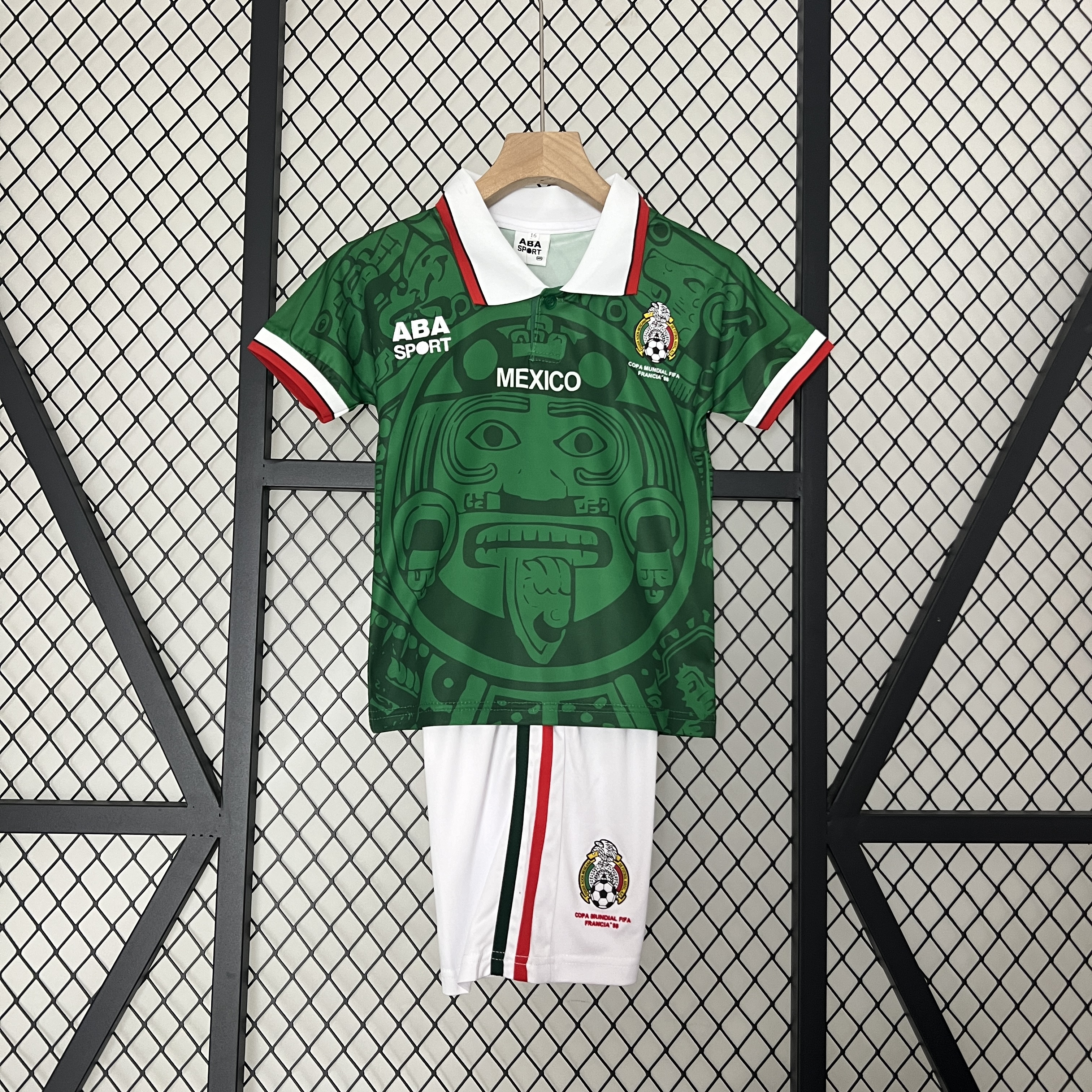 AlphaJersey-Retro Mexico 1998 Home Stadium Kids Kit