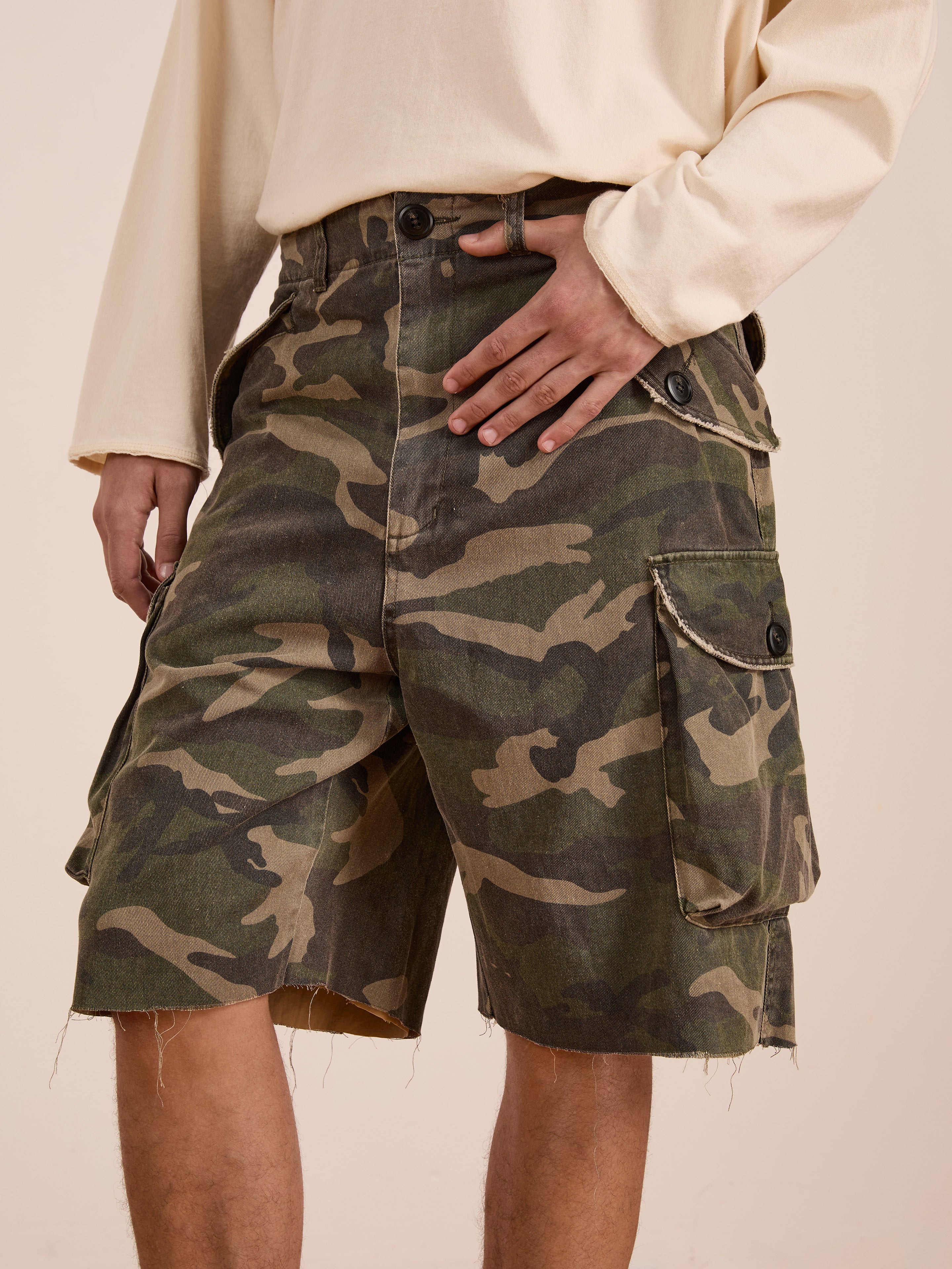 Camouflage Twill Utility Cargo Shorts | Modern Menswear by yycbvcnbmmnbm