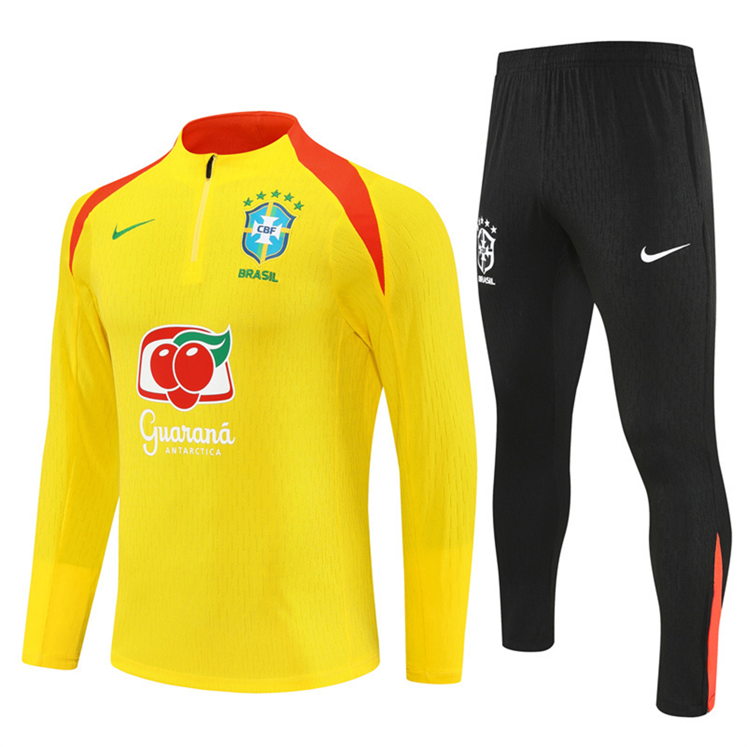 AlphaJersey-Brazil 25-26 Long Sleeve Training Set - Player Version - Yellow Top and Black Pants
