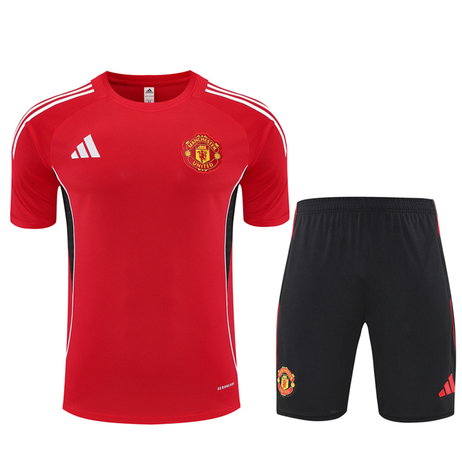 AlphaJersey-Manchester United 25-26 Short-Sleeve Training Set - Red Top & Black Shorts