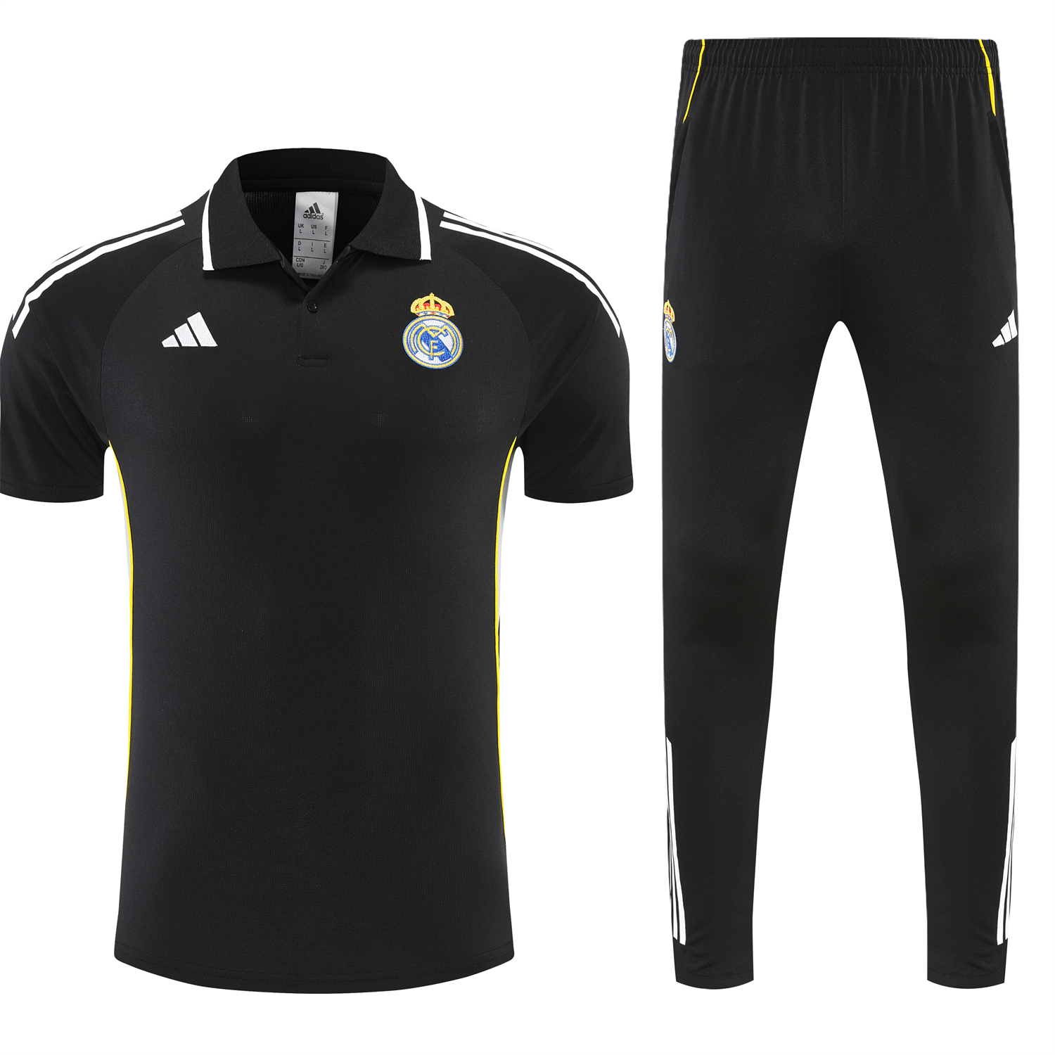 AlphaJersey-Real Madrid 25-26 POLO Short-Sleeve Training Set - Black Top and Black Pants