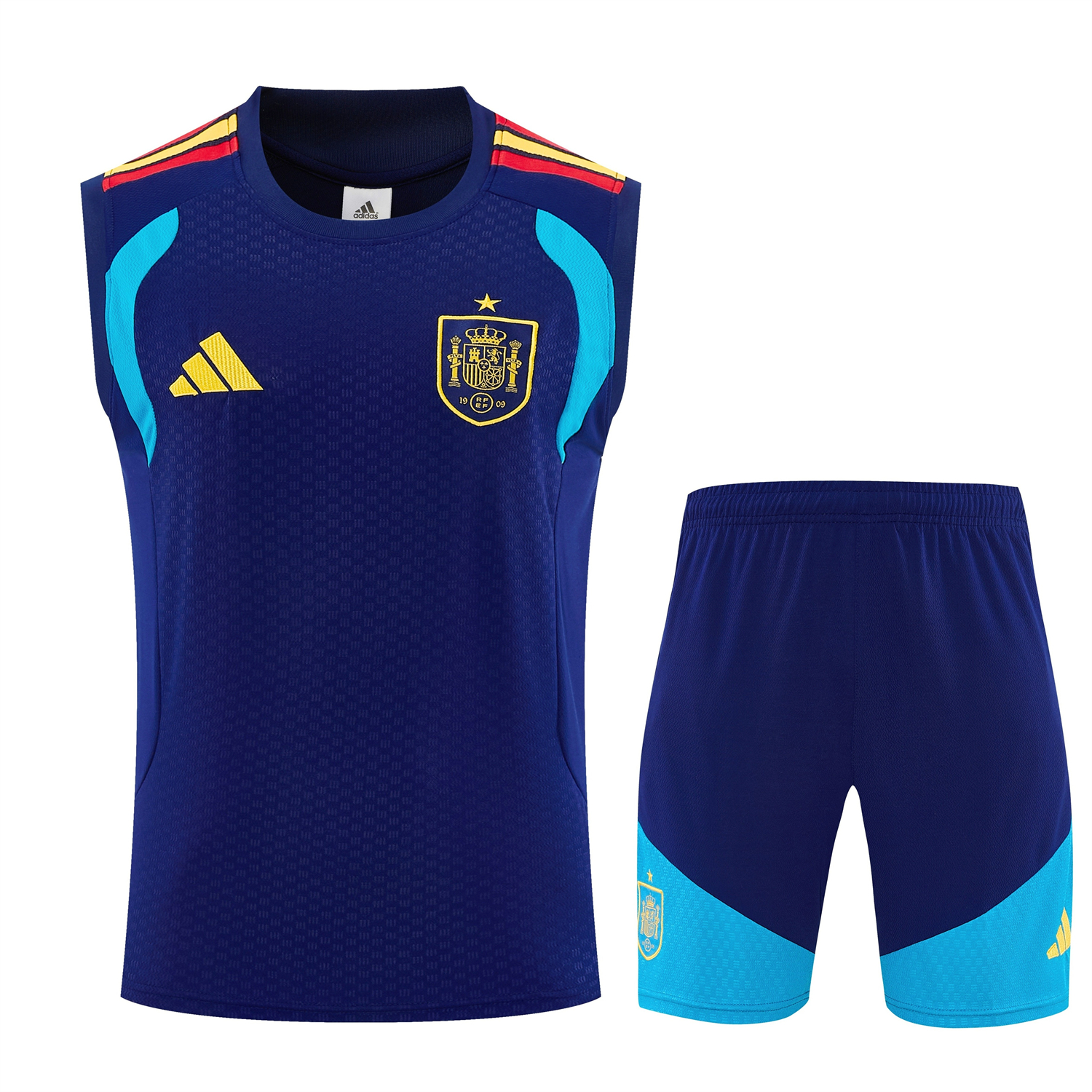 AlphaJersey-Spain 2026 Vest Training Set - Dark Blue Vest and Shorts