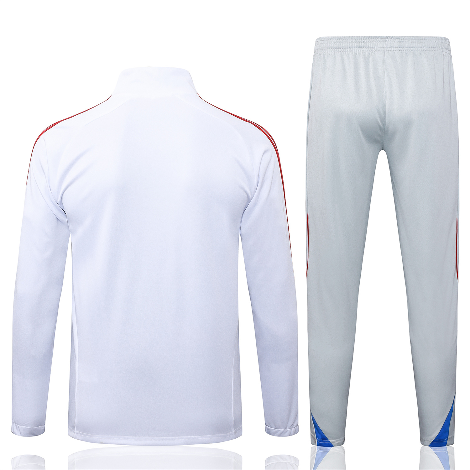 AlphaJersey-Bayern Munich 25-26 Jacket Training Tracksuit - White Throwback Jackets & Grey Pants