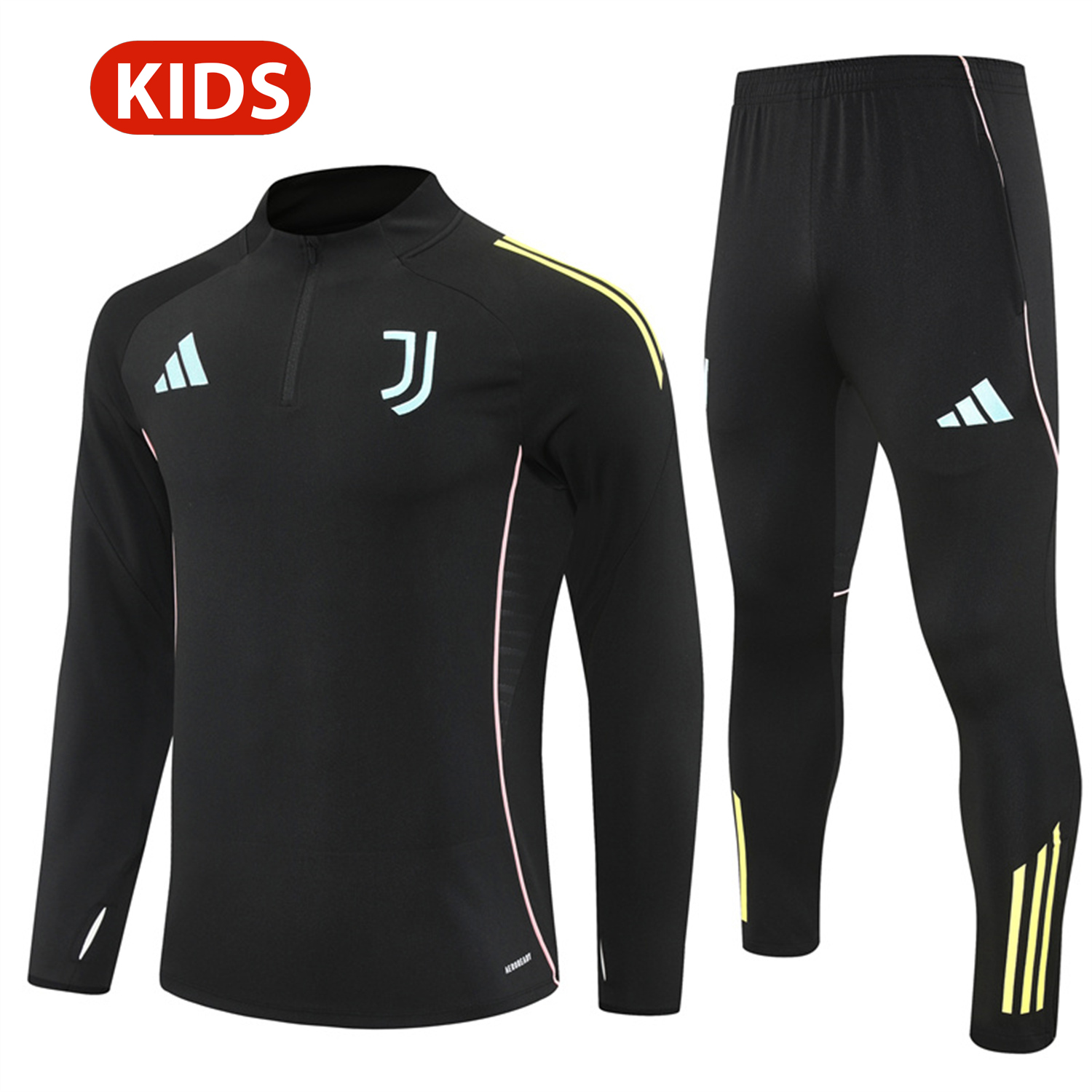 AlphaJersey-Juventus 25-26 Kids Long Sleeve Training Set - Black Top and Black Pants