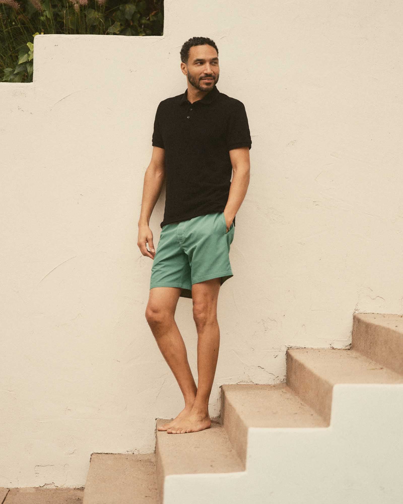 The Pacific Polo in Black Indigo Pique Stripe | Modern Menswear by yycbvcnbmmnbm
