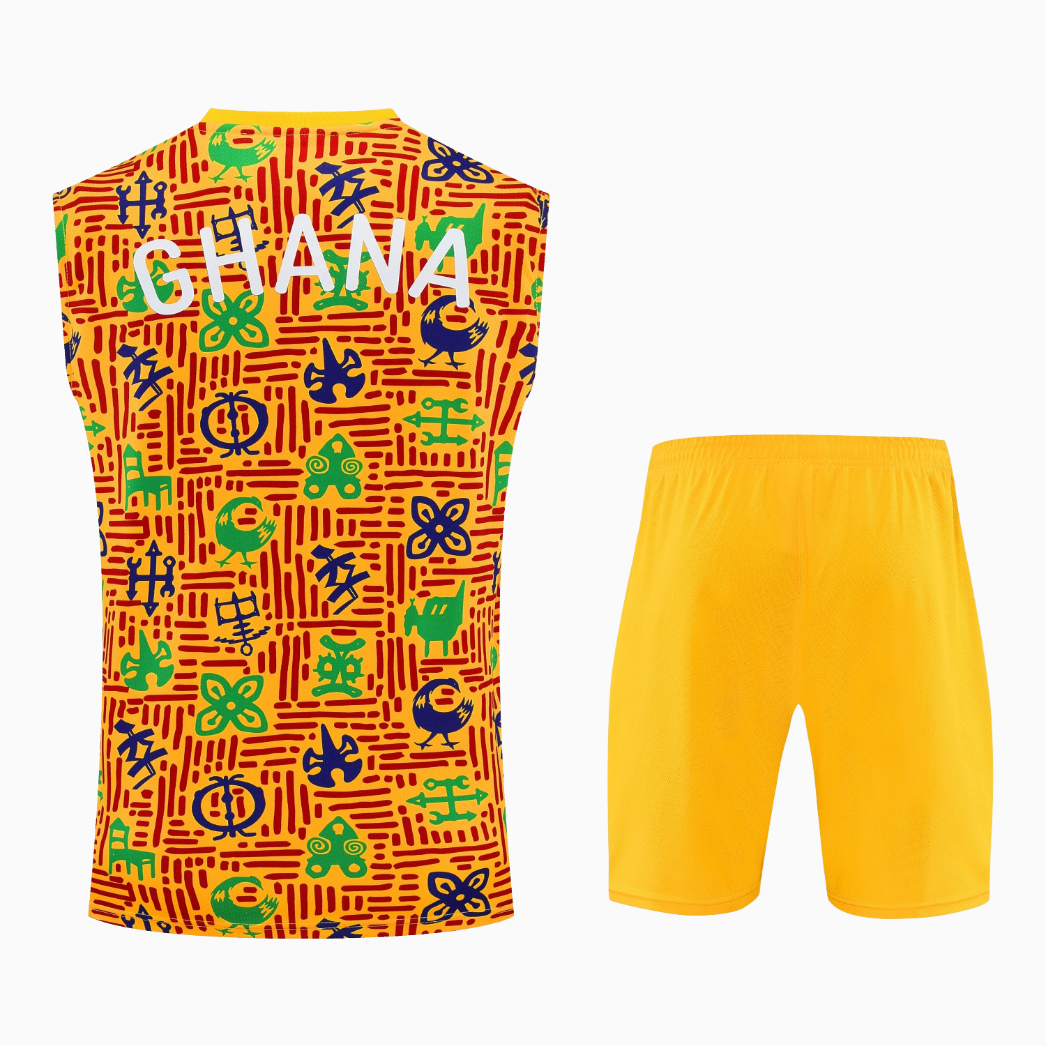 AlphaJersey-Ghana 2026 Vest Training Set - Yellow Vest and Shorts