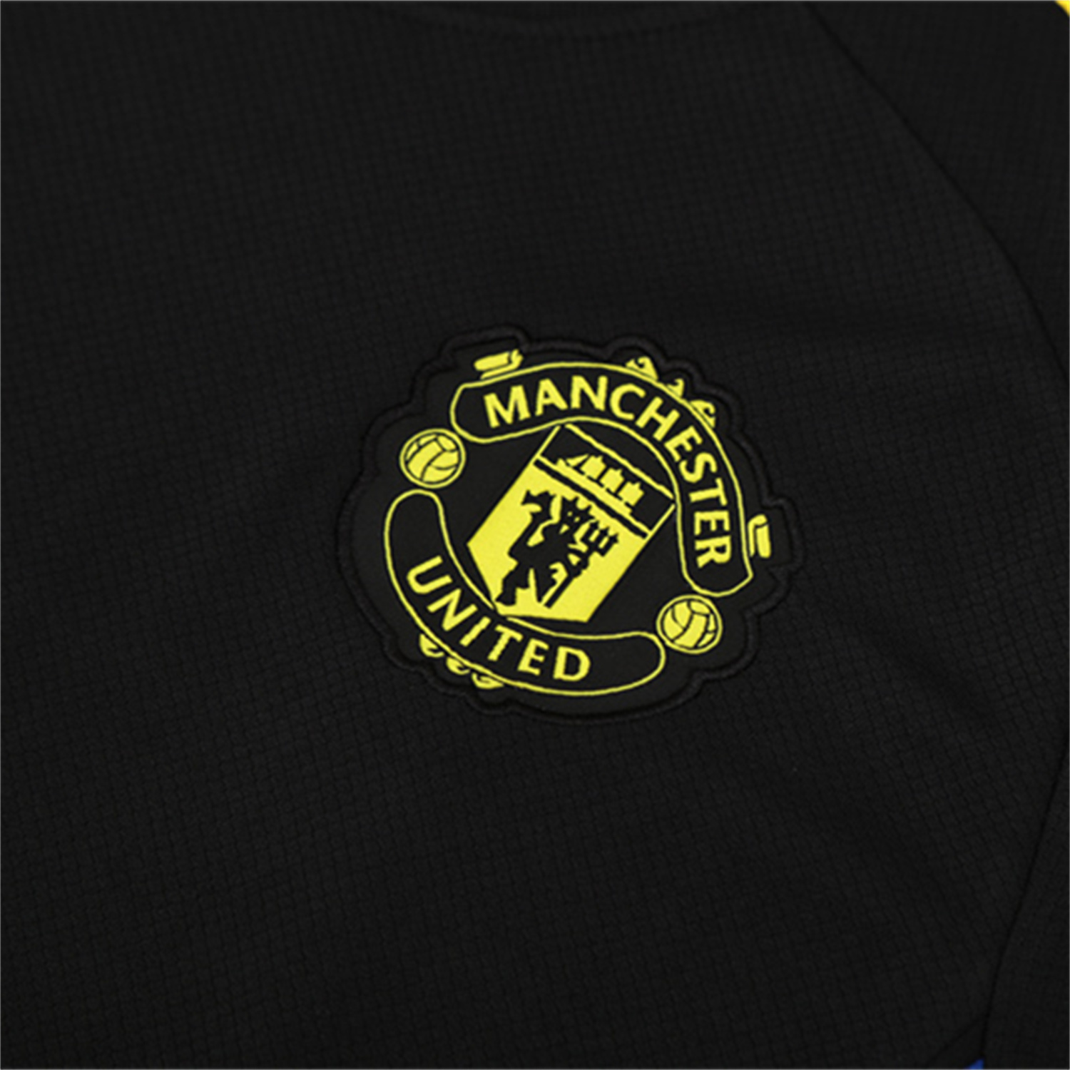 AlphaJersey-Manchester United 25-26 Kids Short-Sleeve Training Set - Black Top & Black shorts