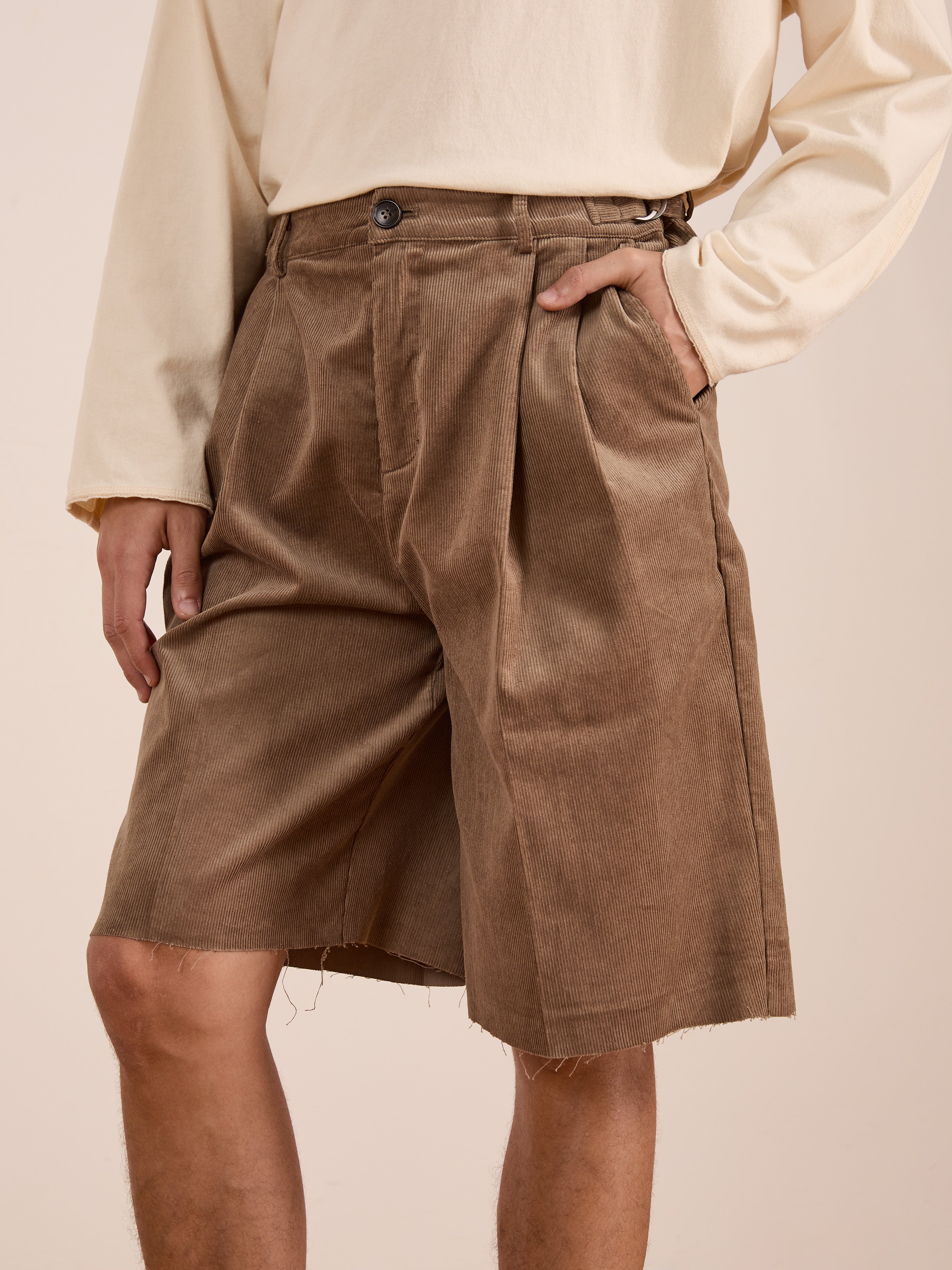 Corduroy Pleated Trouser Shorts | Modern Menswear by yycbvcnbmmnbm