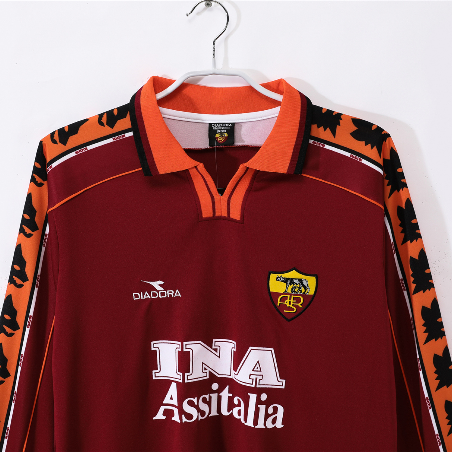 AlphaJersey-Retro Roma 1998-99 Home Long Sleeves Jersey