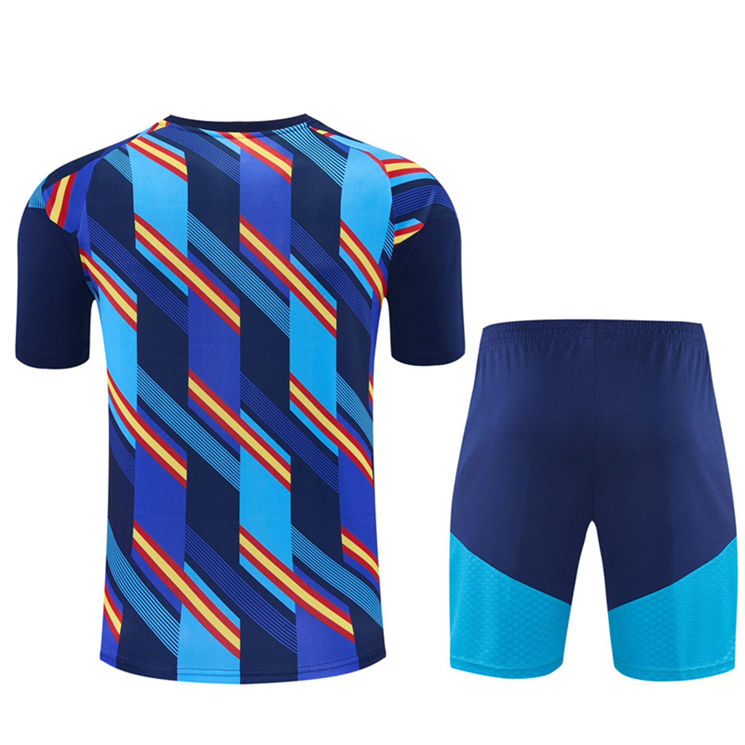 AlphaJersey-Spain 2026 Kids Short-Sleeve Training Set - Royal Blue And Yellow Top & Royal Blue Shorts