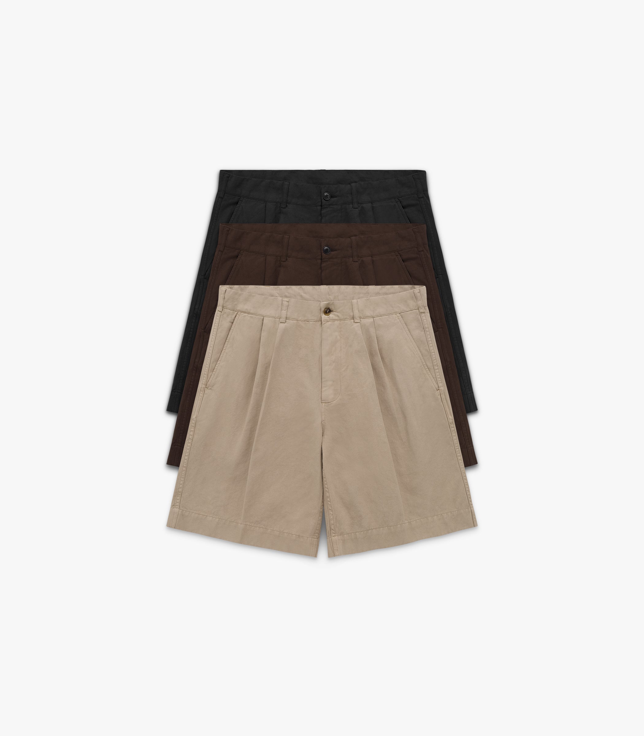 Canal Pleated Twill Cotton & Linen Short | Modern Menswear by yycbvcnbmmnbm