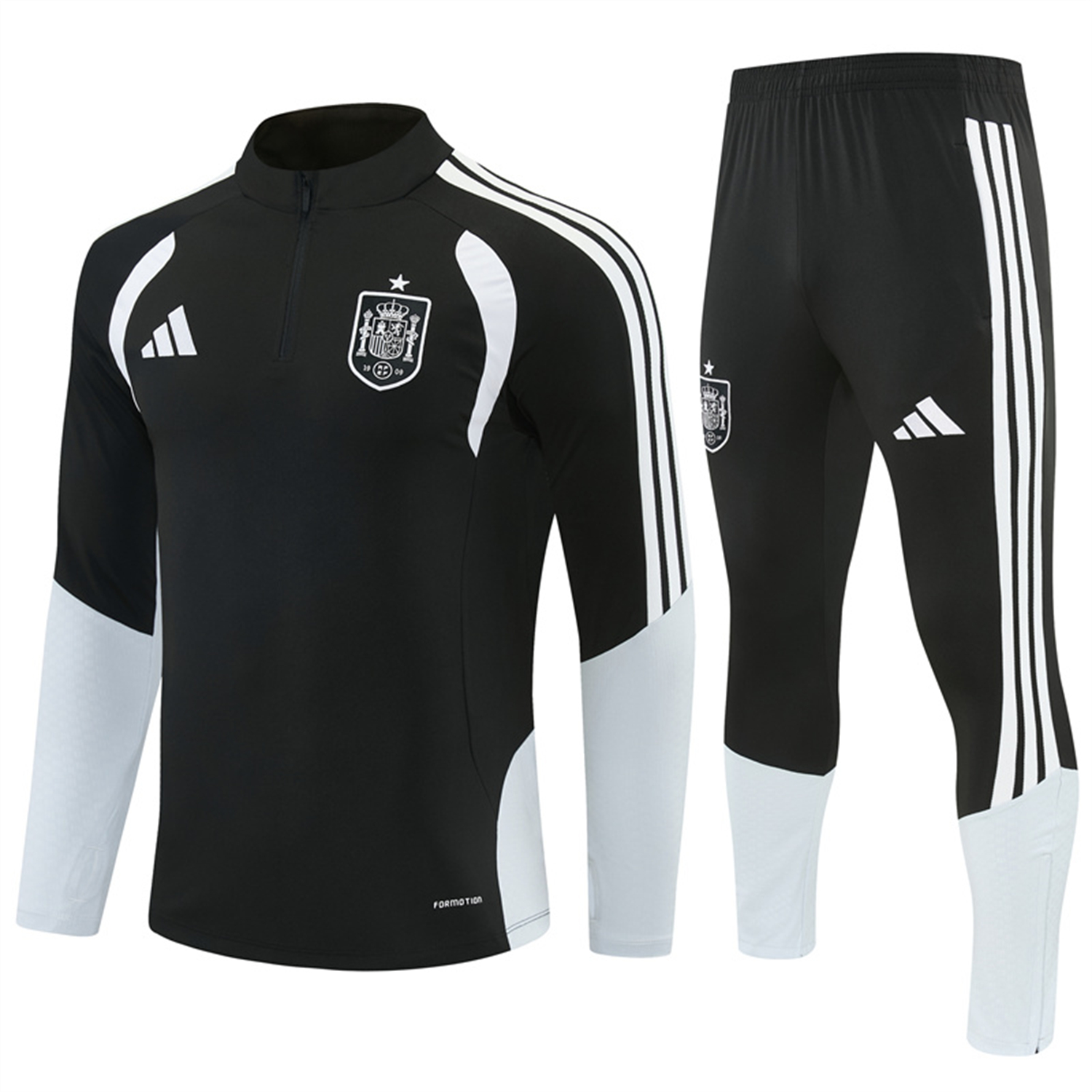 AlphaJersey-Spain 2026 Long Sleeve Training Set - Black Top & Black Pants