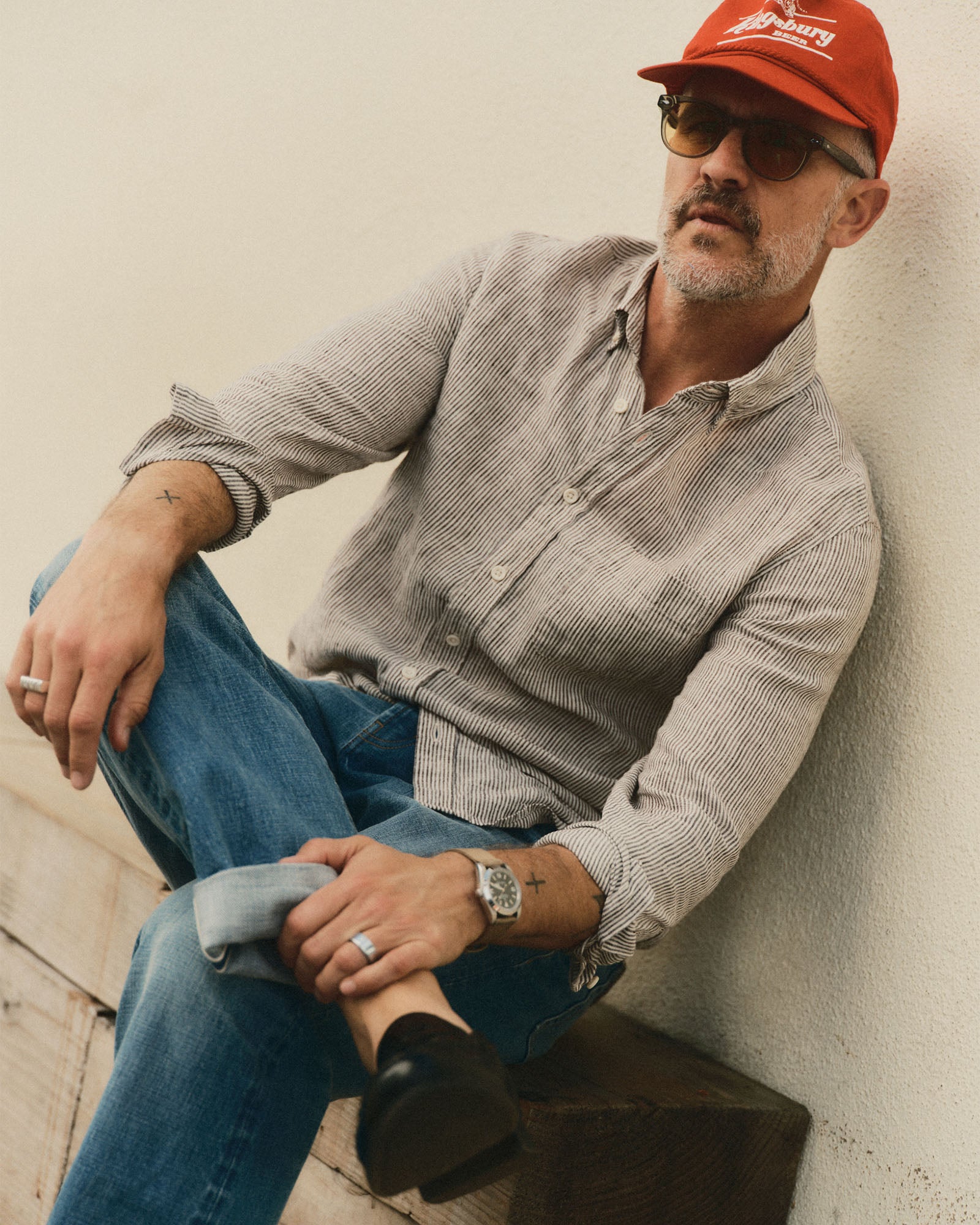 The Jack in Burgundy University Stripe Linen | Modern Menswear by yycbvcnbmmnbm