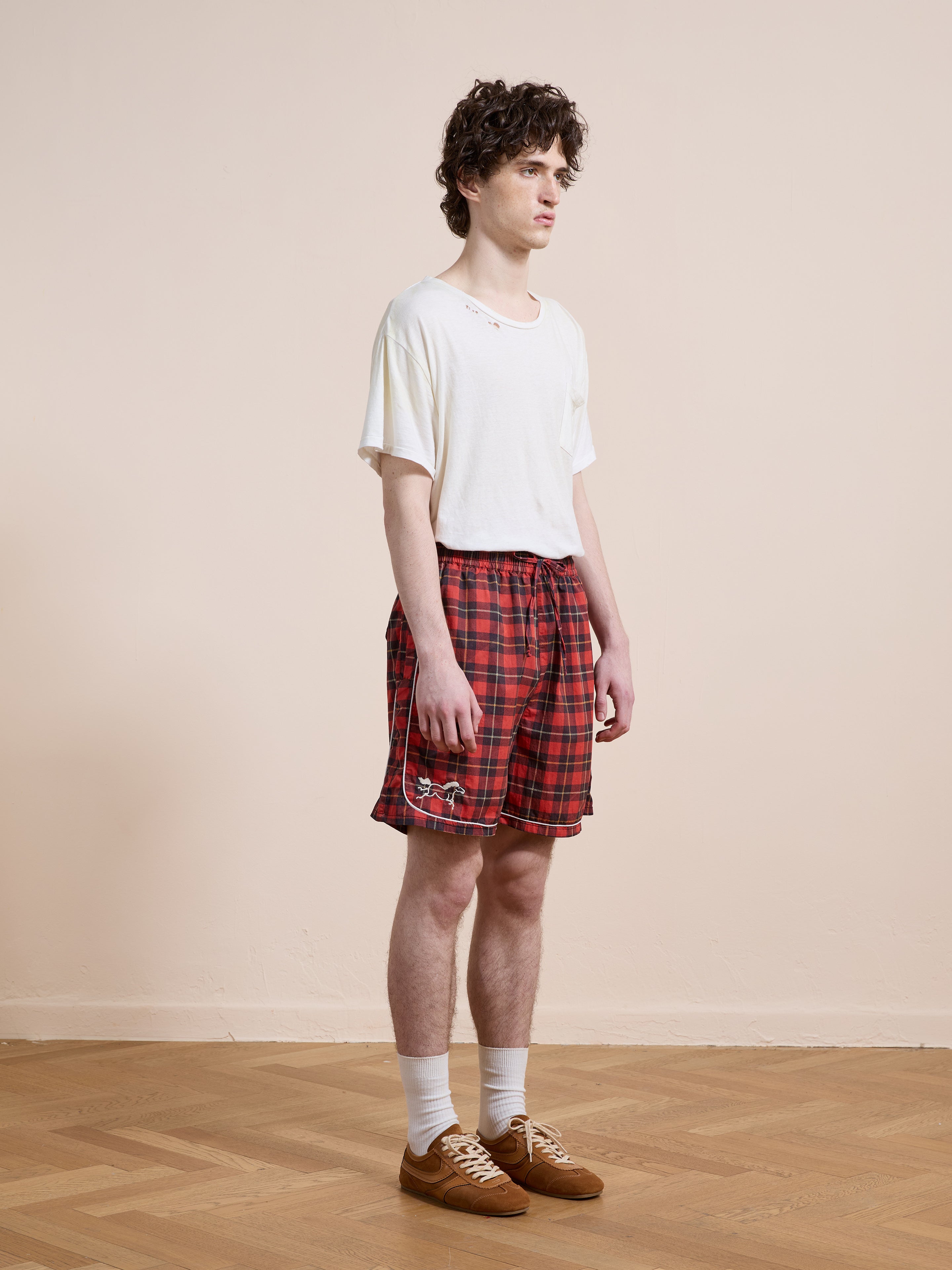Red Plaid Track Shorts | Modern Menswear by yycbvcnbmmnbm