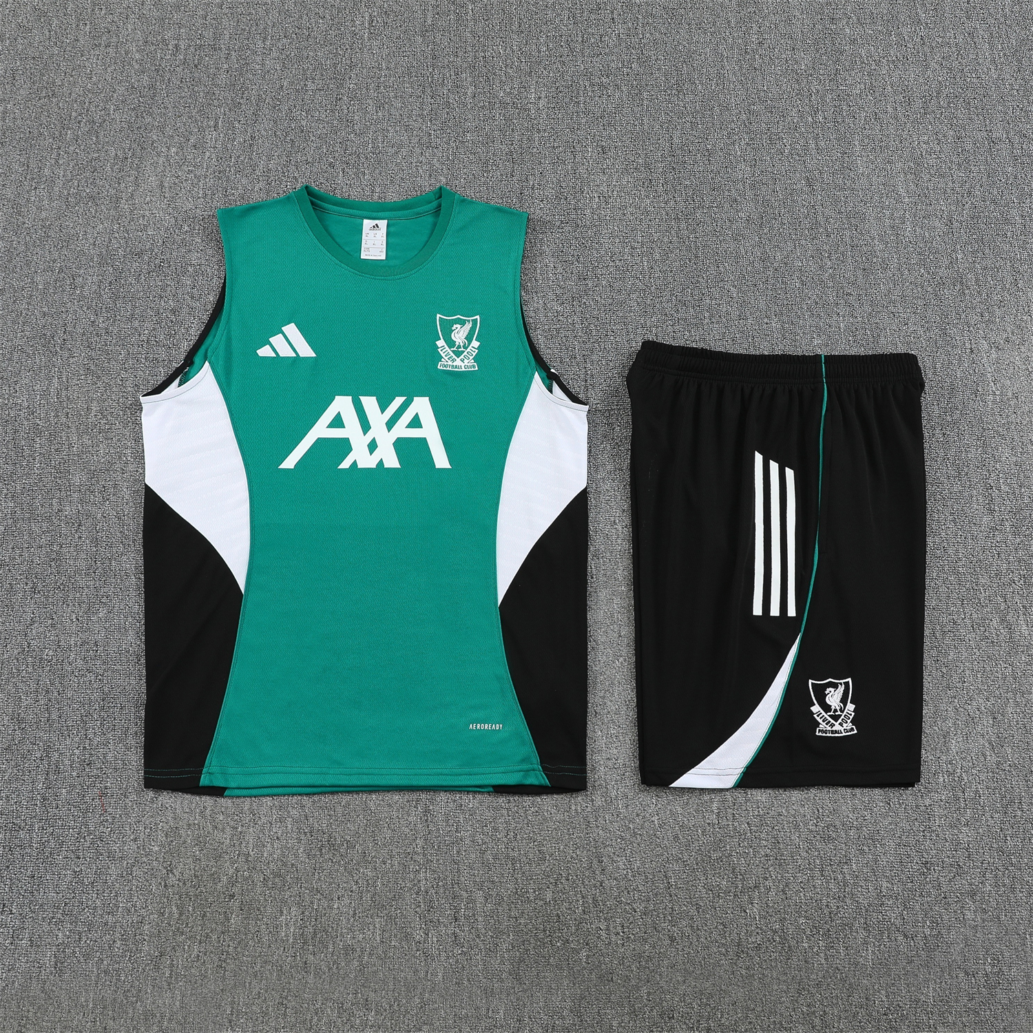 AlphaJersey-Liver.pool 25-26 Vest Training Set - Green Vest & Black Shorts