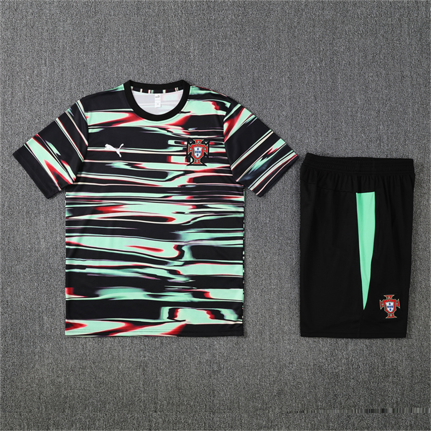 AlphaJersey-Portugal 25-26 Short-Sleeve Training Set - Camouflage top & Black Shorts