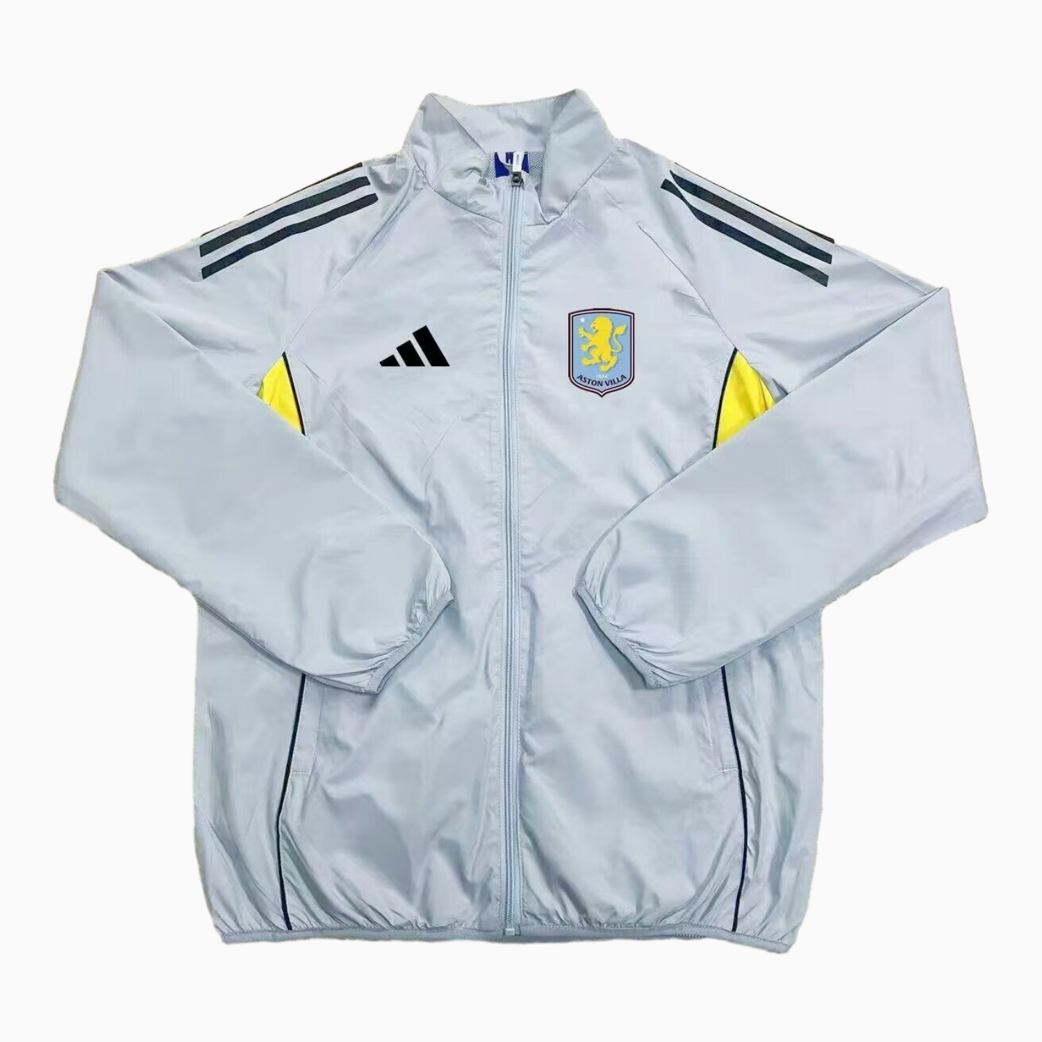 AlphaJersey-Aston Villa 25-26 Throwback Windbreaker Jacket - Grey Blue