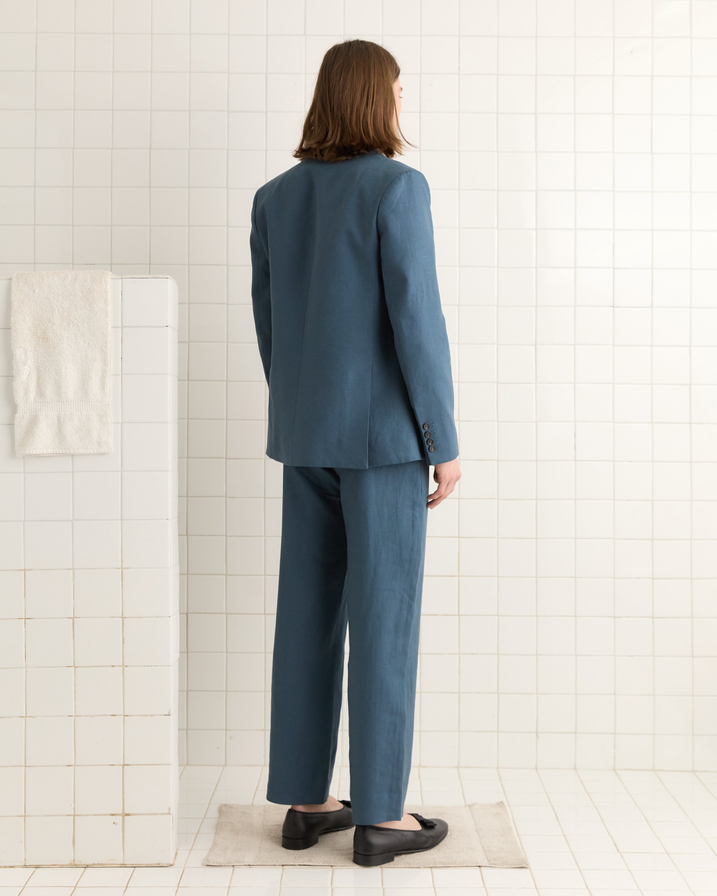 Lightweight Linen Double-Breasted Suit Jacket - Teal | Modern Menswear by yycbvcnbmmnbm
