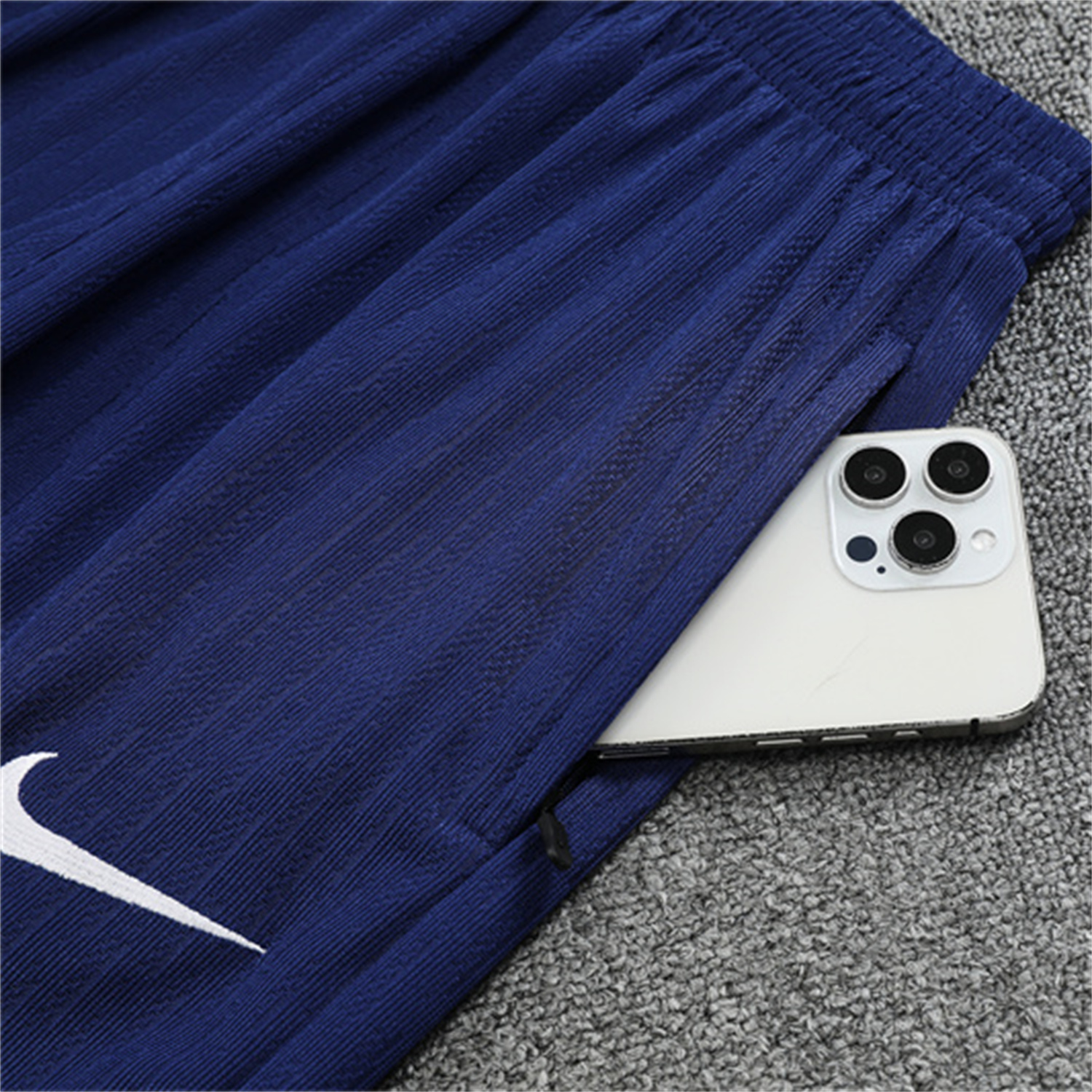 AlphaJersey-Paris Saint-Germain PSG 25-26 Kid Long Sleeves Training Set - Royal Blue Gray Sleeves Top & Royal Blue Pants