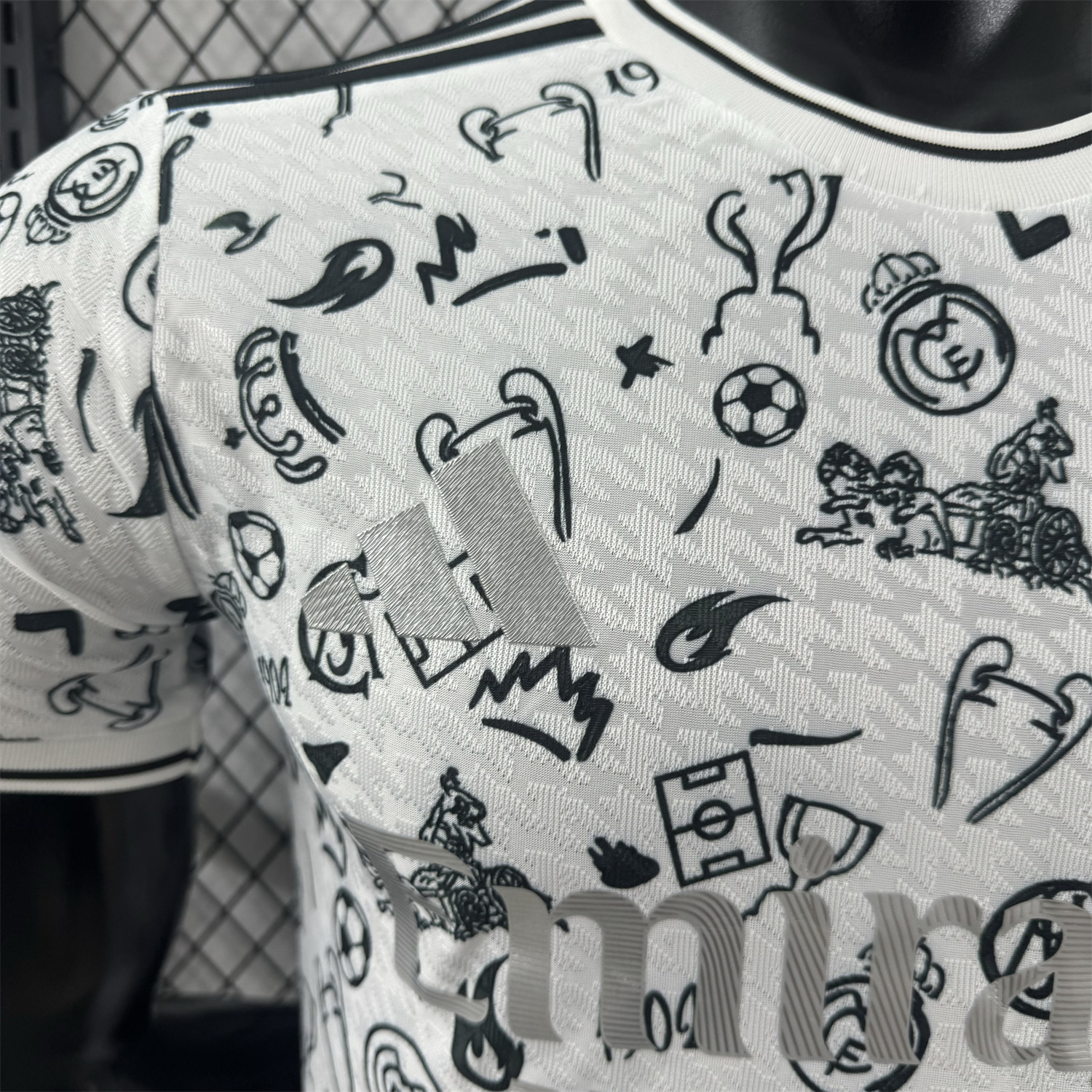 AlphaJersey-Real Madrid 25-26 White Special Jersey with Black Emoji Icons - Player Version