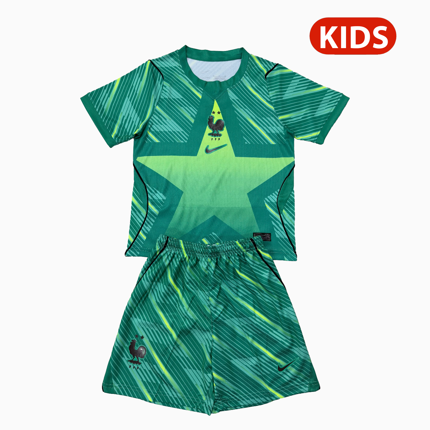 AlphaJersey-France 2026 Green Goalkeeper Kids Kit