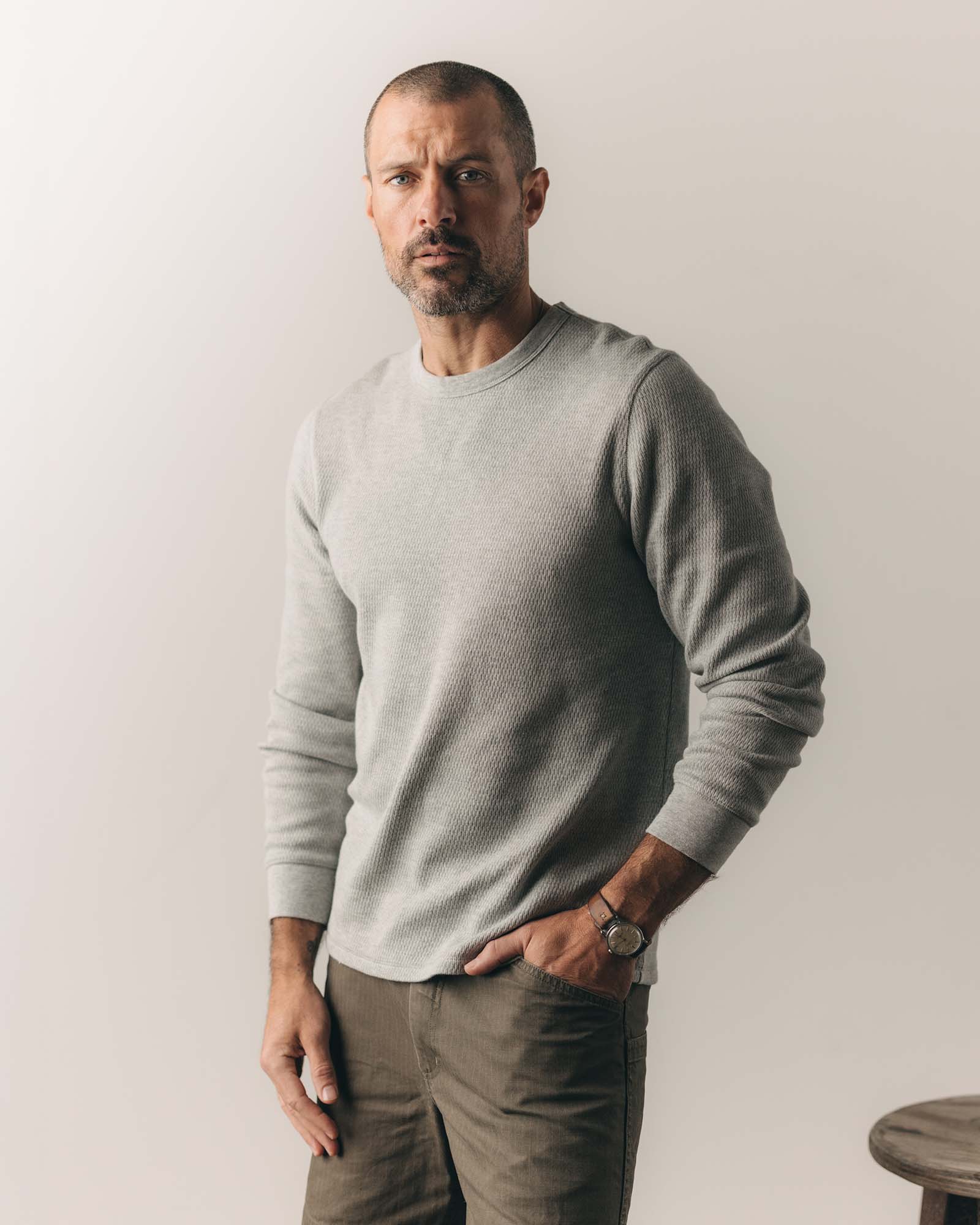 The Organic Cotton Crew in Heather Grey Waffle | Modern Menswear by yycbvcnbmmnbm