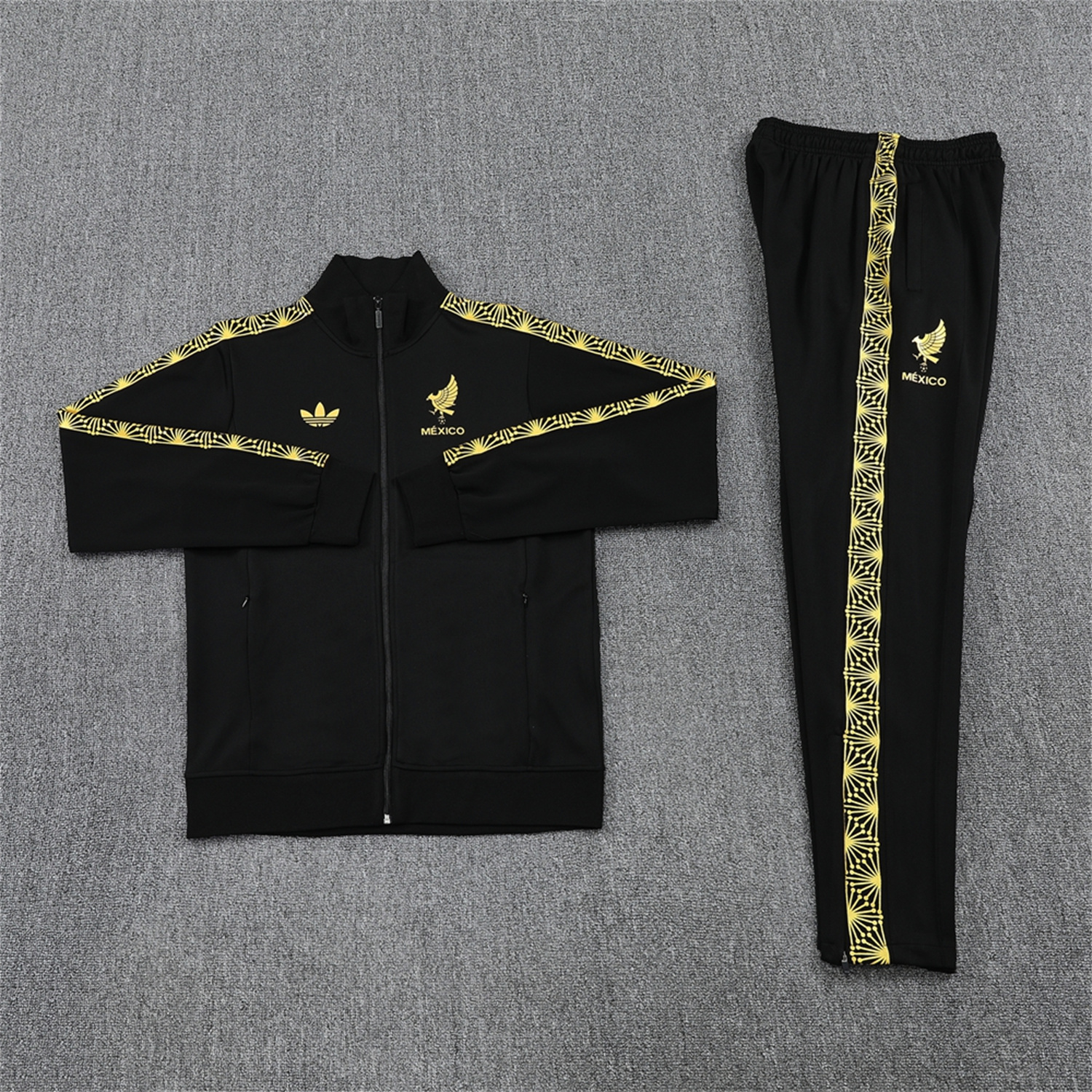 AlphaJersey-Kids Mexico 2025 Gold Cup Kids Jacket Training Tracksuit - Black Top & Pants