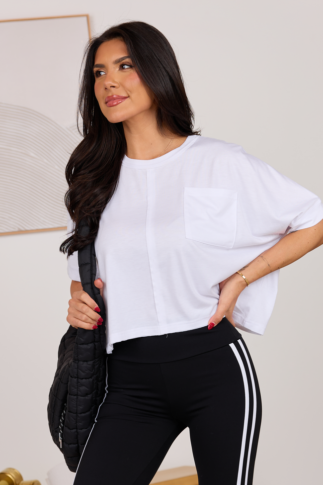 Darcy Short Sleeve Crop White Tee SALE | Elegant Women's Fashion by coolavocek