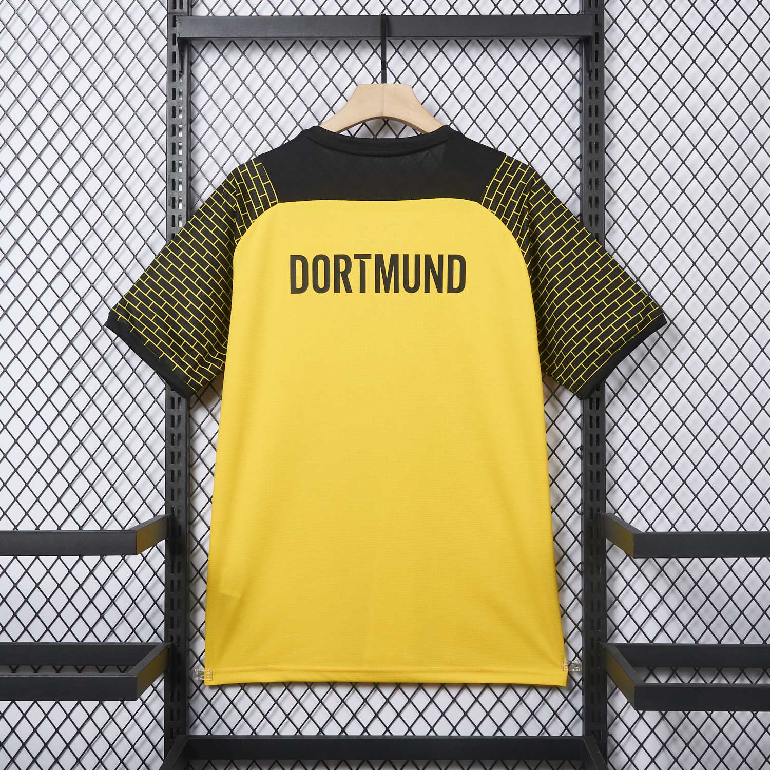 AlphaJersey-Dortmund 25-26 Pre-Match Training Yellow Brickwork Pattern Jersey - Fans Version