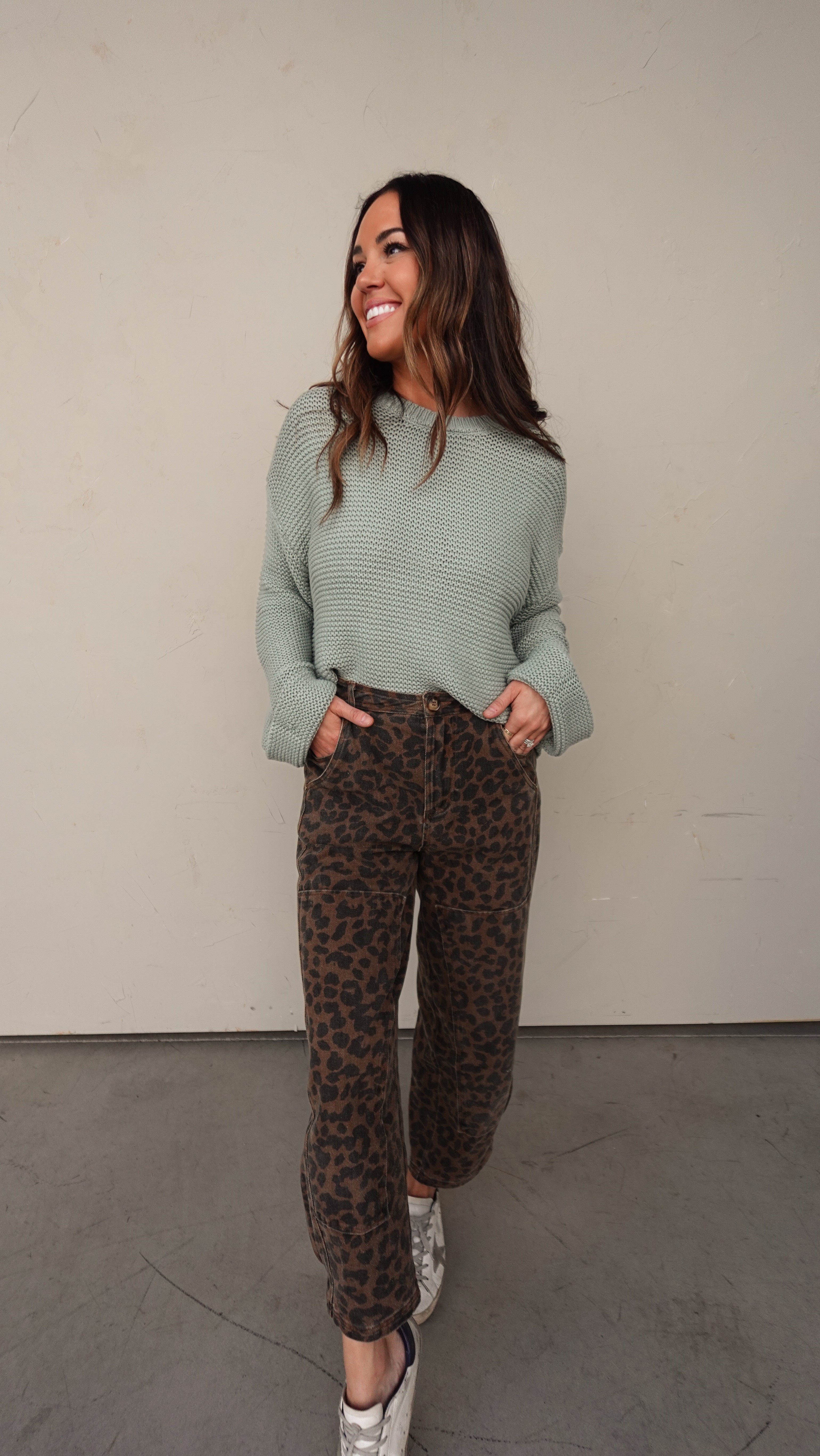 Sage Crewneck Textured Sweater | Elegant Women's Fashion by coolavocek