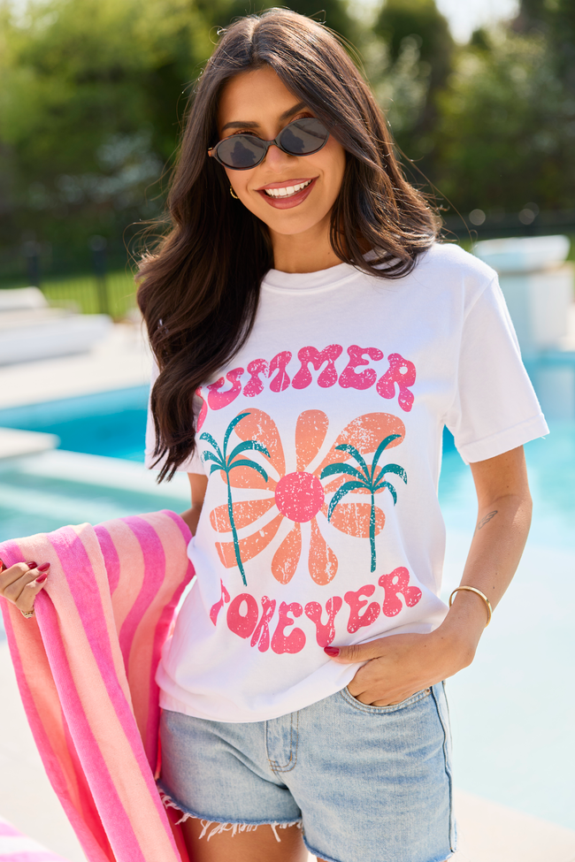 Summer Forever White Graphic Tee | Elegant Women's Fashion by coolavocek