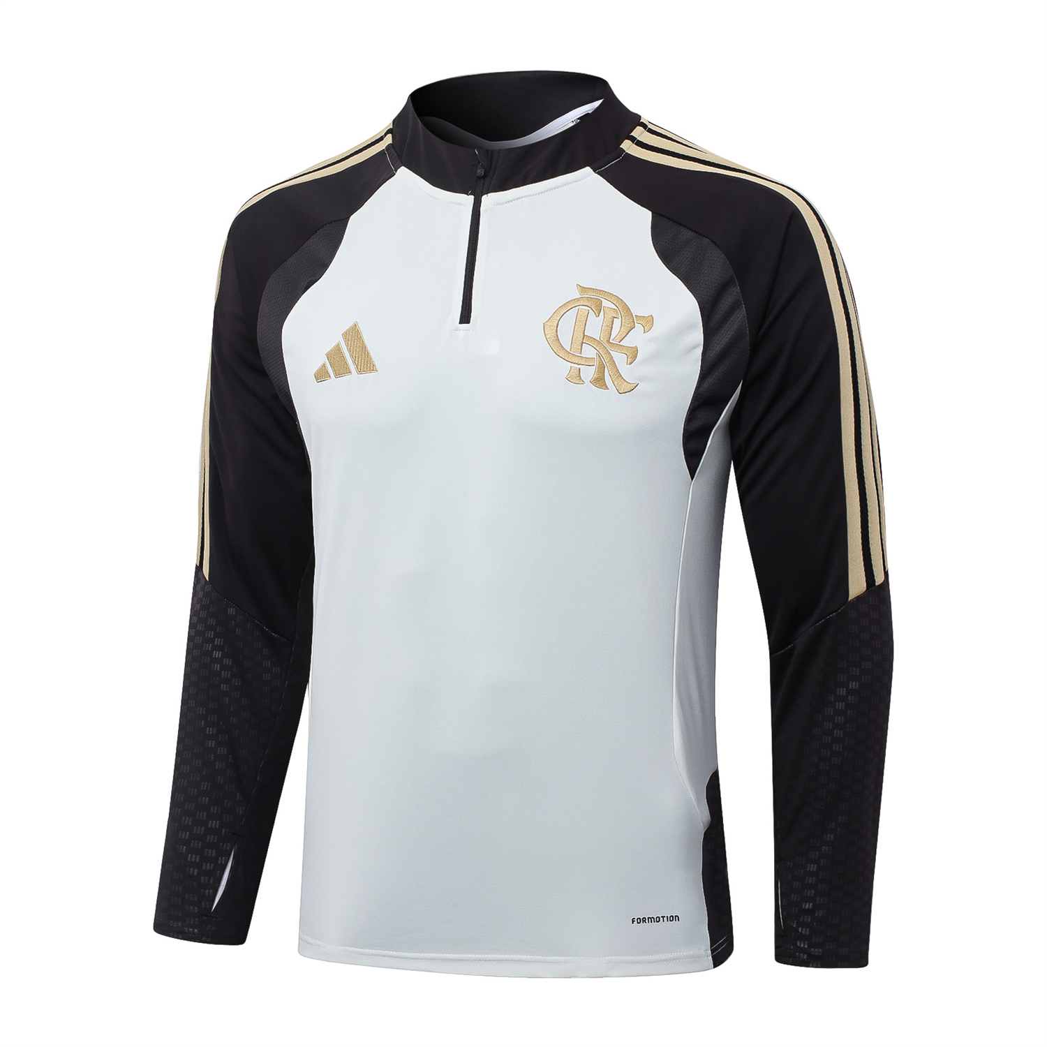 AlphaJersey-Flamengo 2026 Long Sleeve Training Set - White Top & Black Pants