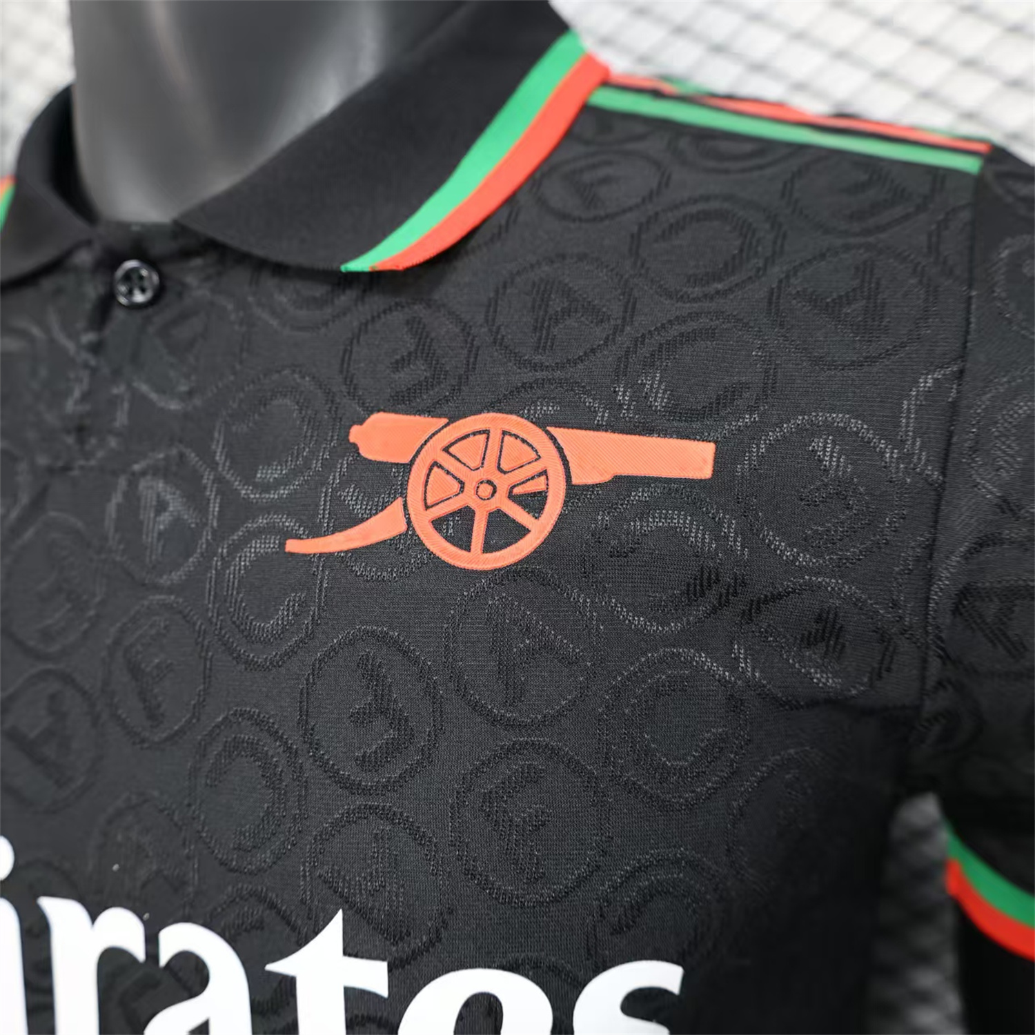 AlphaJersey-Arsenal 25-26 Black POLO Letter Pattern Special Jersey - Player Version