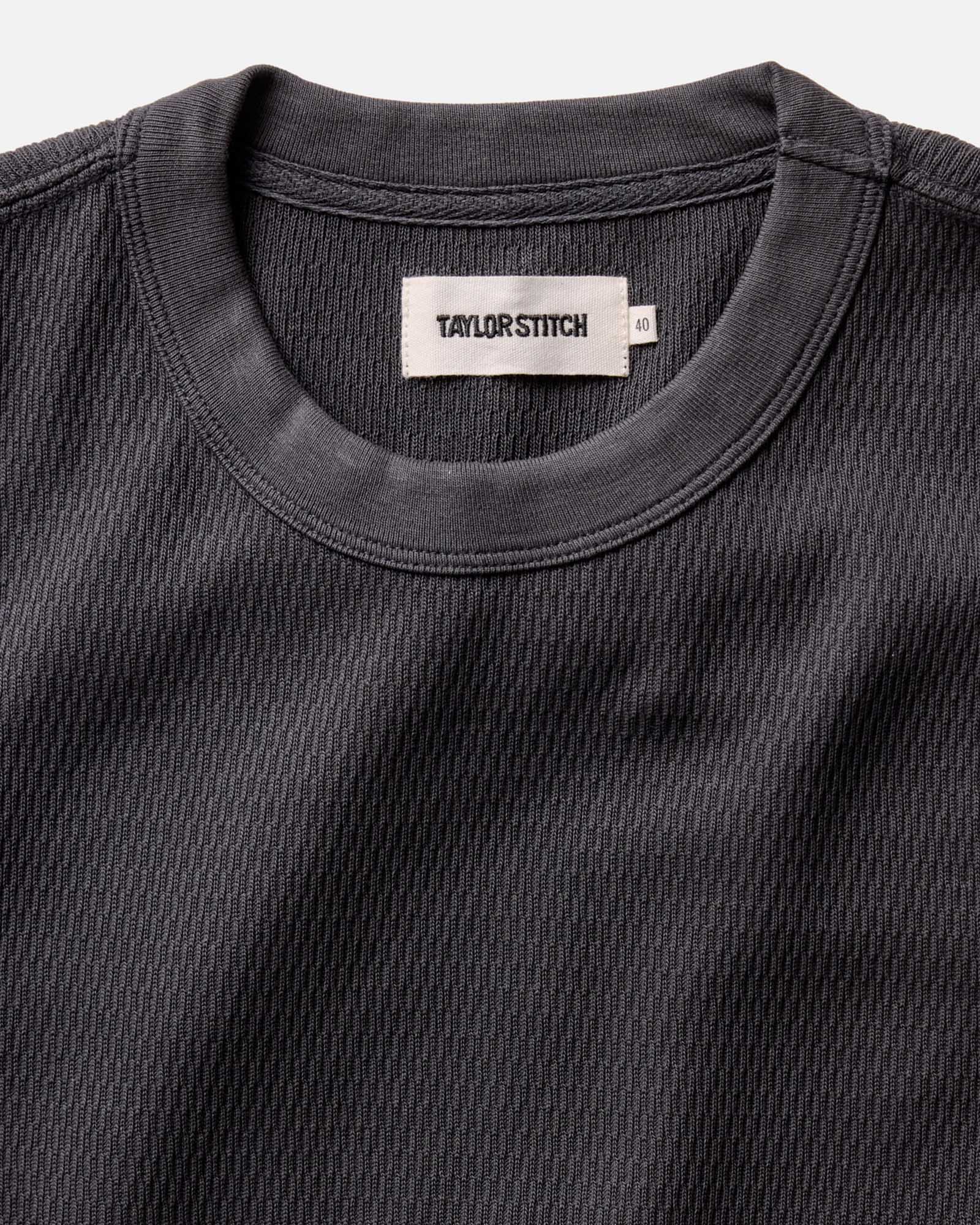 The Organic Cotton Short Sleeve Crew in Faded Black Waffle | Modern Menswear by yycbvcnbmmnbm