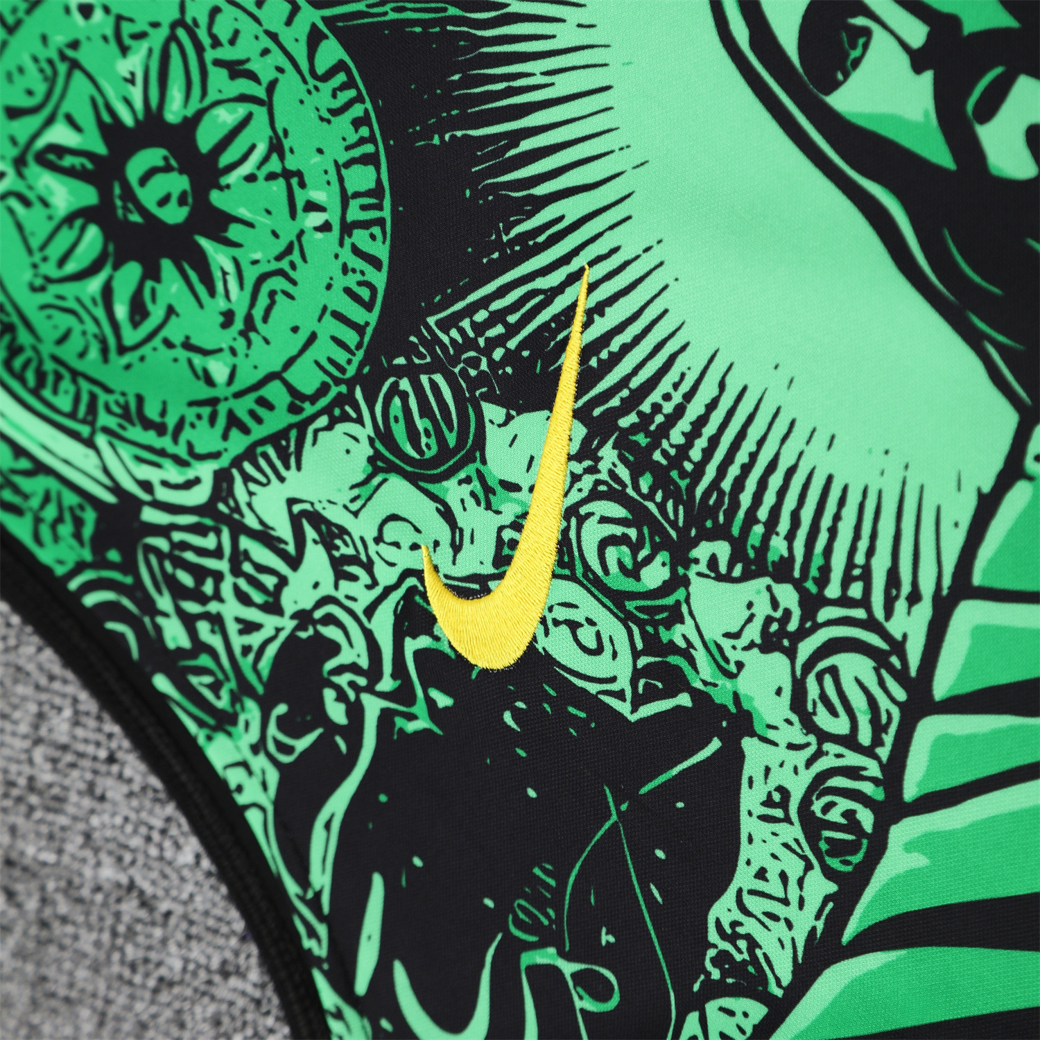 AlphaJersey-Brazil 25-26 Green Jesus Statue Vest Training Set - Green Vest & Black Shorts