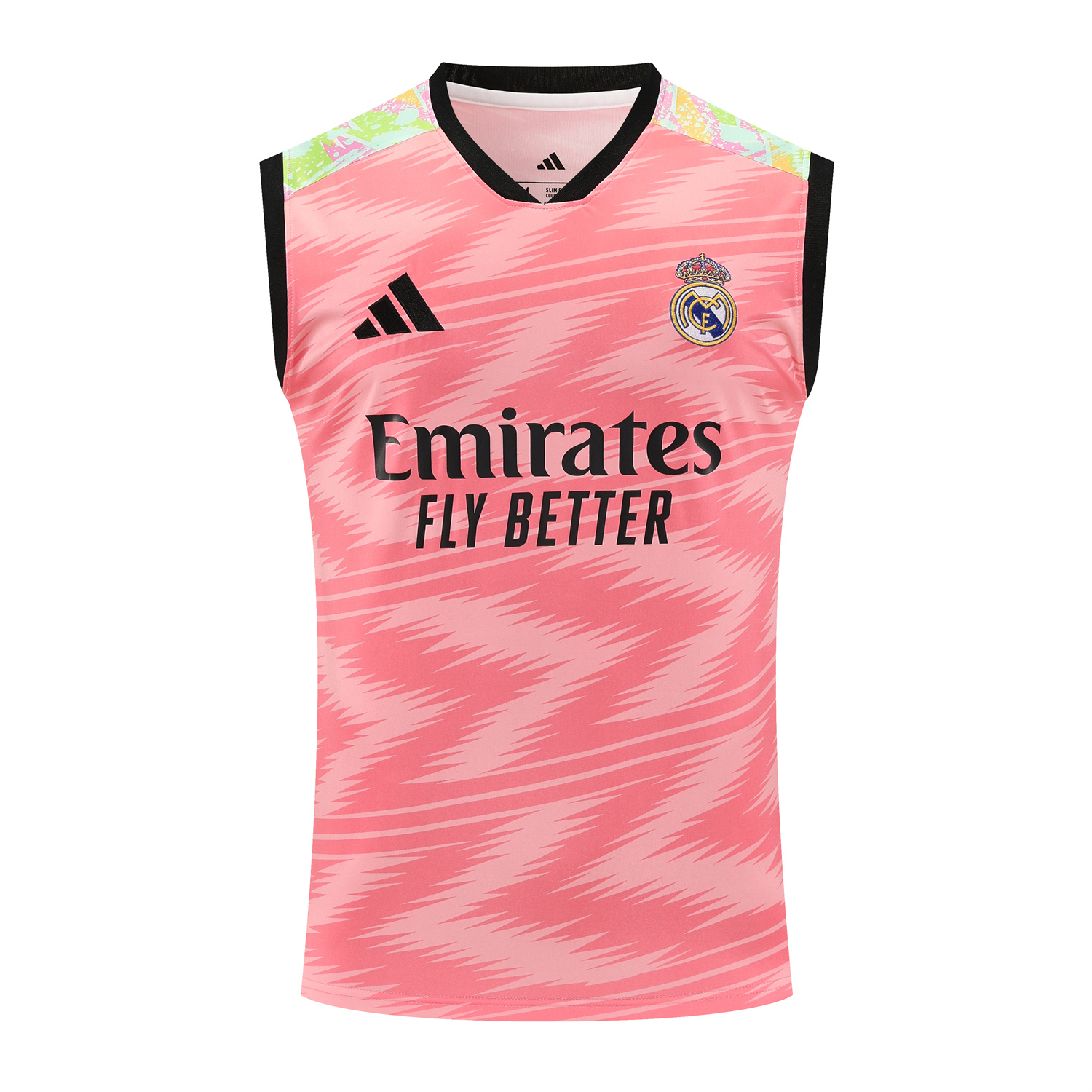 AlphaJersey-Real Madrid 25-26 Vest Training Set - Pink Arrow Pattern Vest & Black Shorts