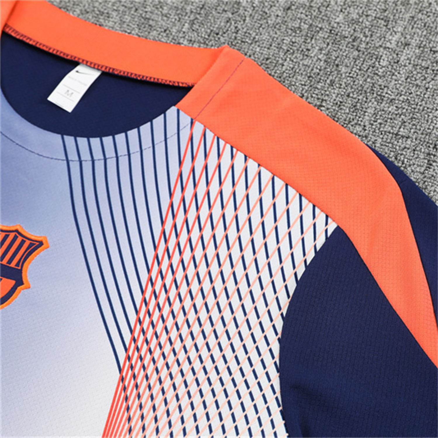 AlphaJersey-Barcelona 25-26 Kids Short-Sleeve Training Set - Red Blue Line Top & Blue Shorts