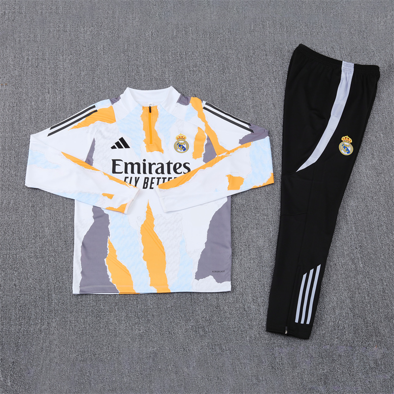 AlphaJersey-Real Madrid 2025 Kids Long Sleeve Training Set - Three Color Mixing