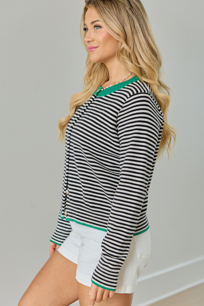Patricia Green Trim Striped Cardigan SALE | Elegant Women's Fashion by coolavocek