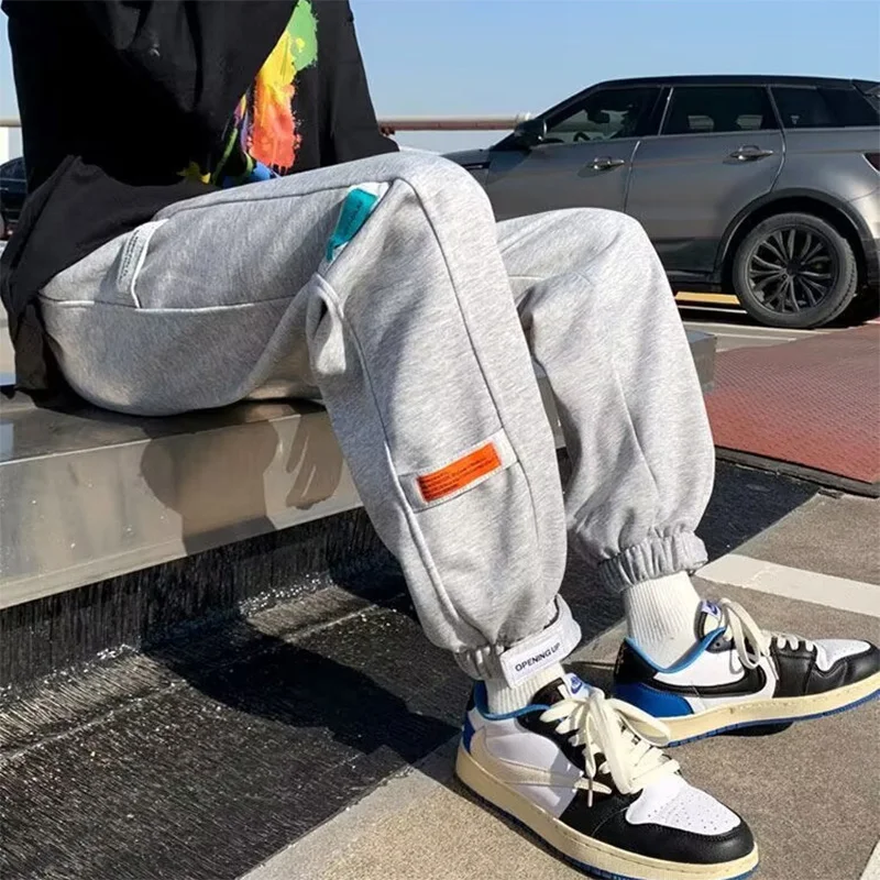Autumn Winter New Elastic Waist Loose Casual Sweatpants Male Add Velvet Fashion All-match 5XL Sporty Pants Men Straight Trousers