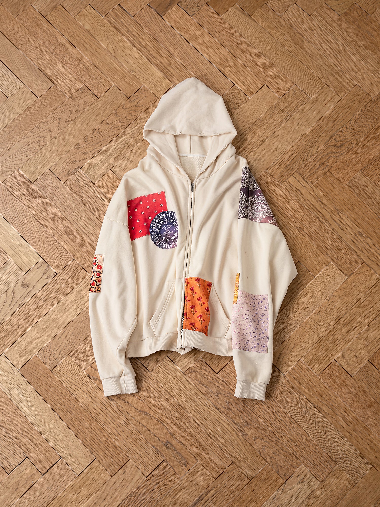 Tapestry Patchwork Zip Up Hoodie | Modern Menswear by yycbvcnbmmnbm