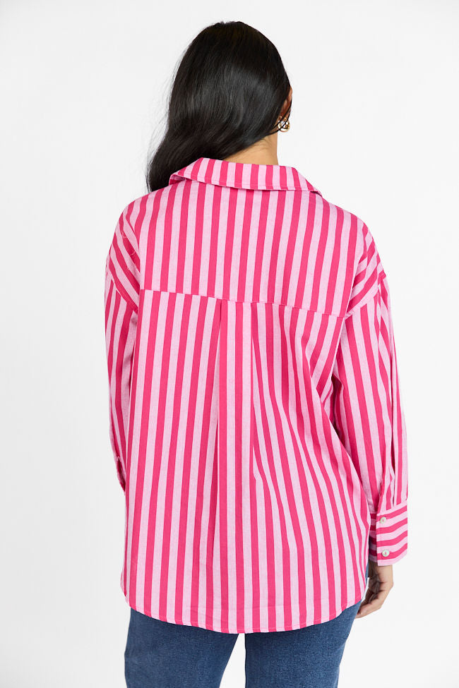 Drew Pink Striped Button Down Top | Elegant Women's Fashion by coolavocek