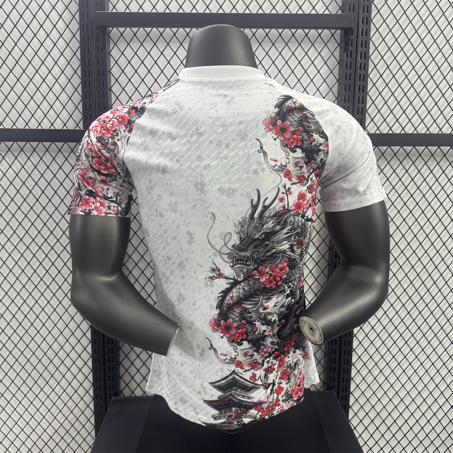 AlphaJersey-Japan 25-26 Black Dragon And Flowers White Special Jersey - Player Version