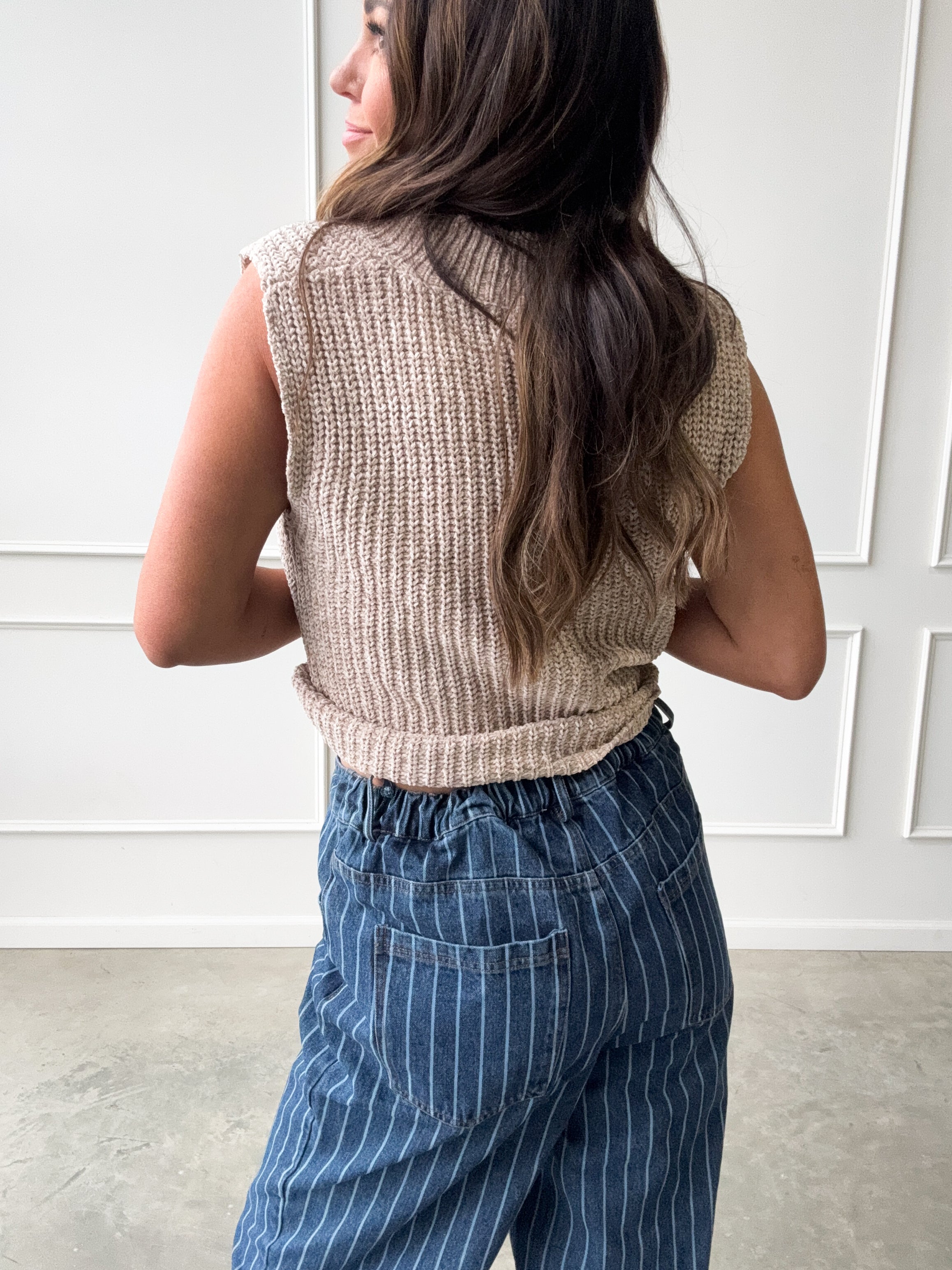 Drawstring Striped Straight Denim | Elegant Women's Fashion by coolavocek