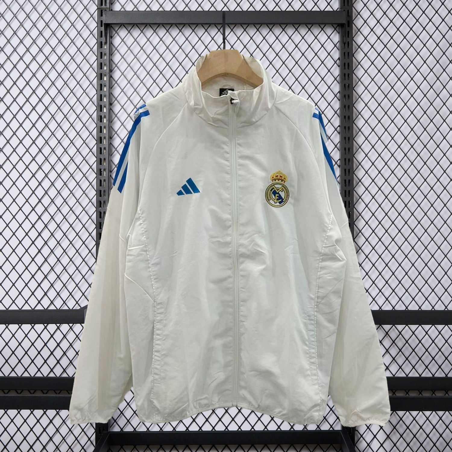 AlphaJersey-Real Madrid 25-26 White With Blue Special Windbreaker Jacket