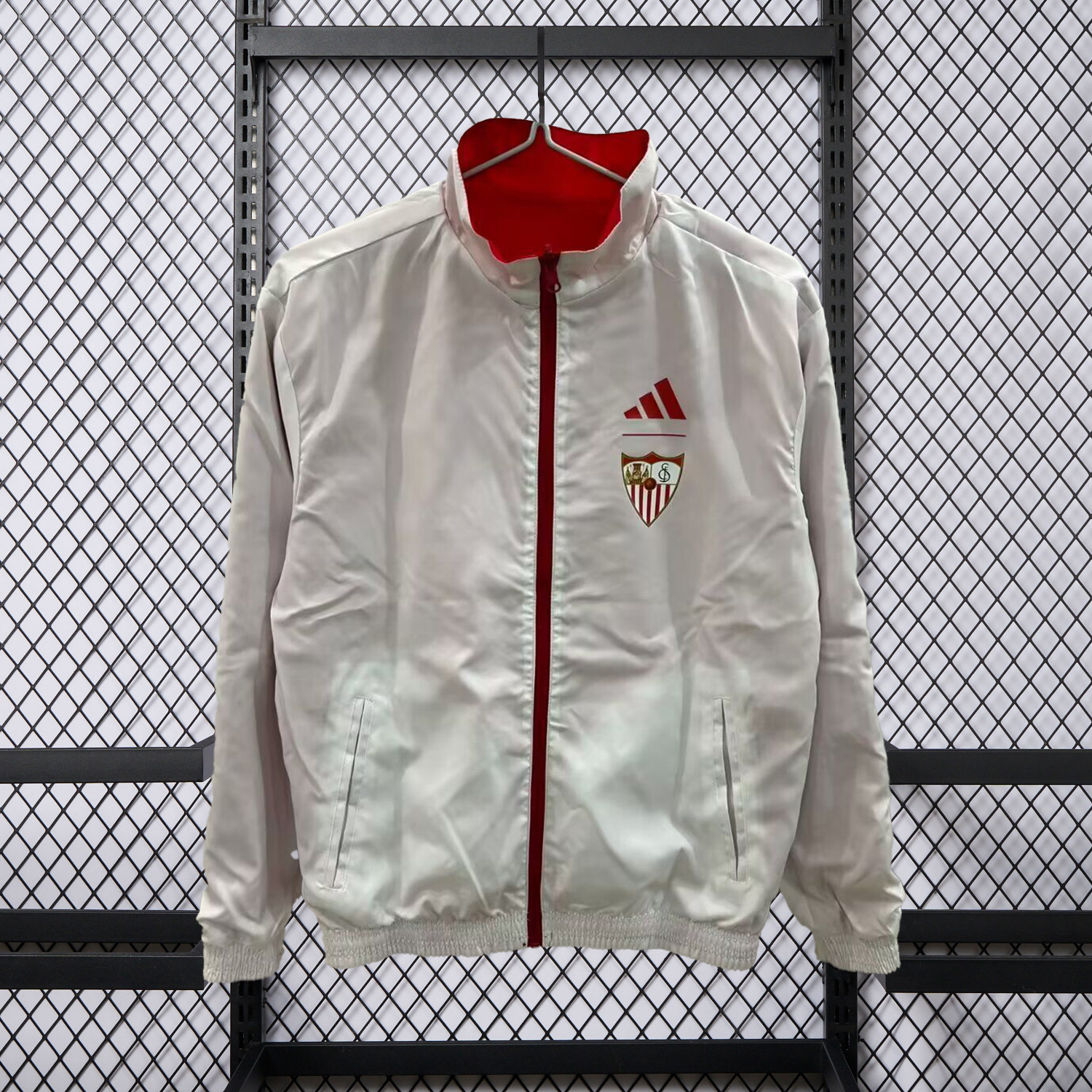 AlphaJersey-Sevilla 25-26 Double Sided Reversible Windbreaker - Red & White